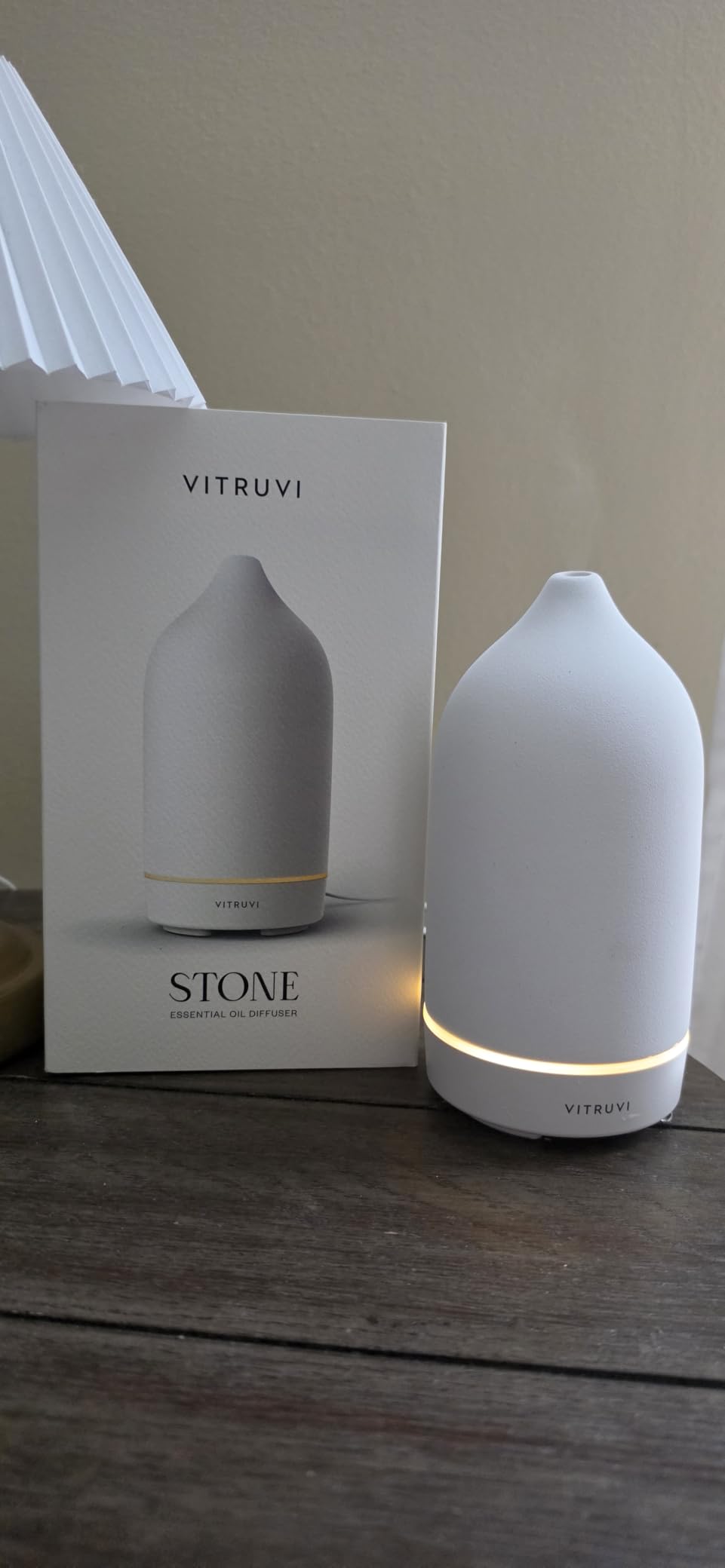 Vitruvi Stone Diffuser, Ceramic Ultrasonic Essential Oil Diffuser for Aromatherapy | Ceramic Diffuser, Diffusers for Home, Oil Diffuser, Housewarming Gift, Original Diffuser | White, 90ml Capacity customer photo 2