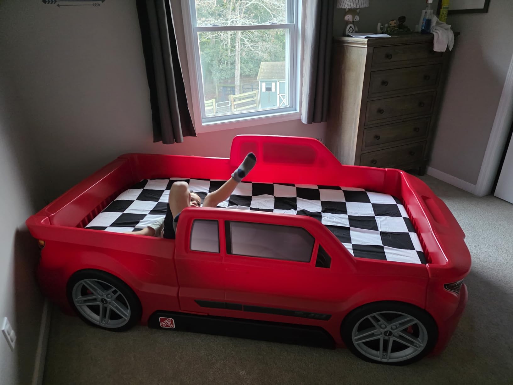 Step2 Roadster Toddler-to-Twin Bed, Crib to Twin Transition Race Car Bed, Adjustable, Ages 3+ Years Old customer photo 2