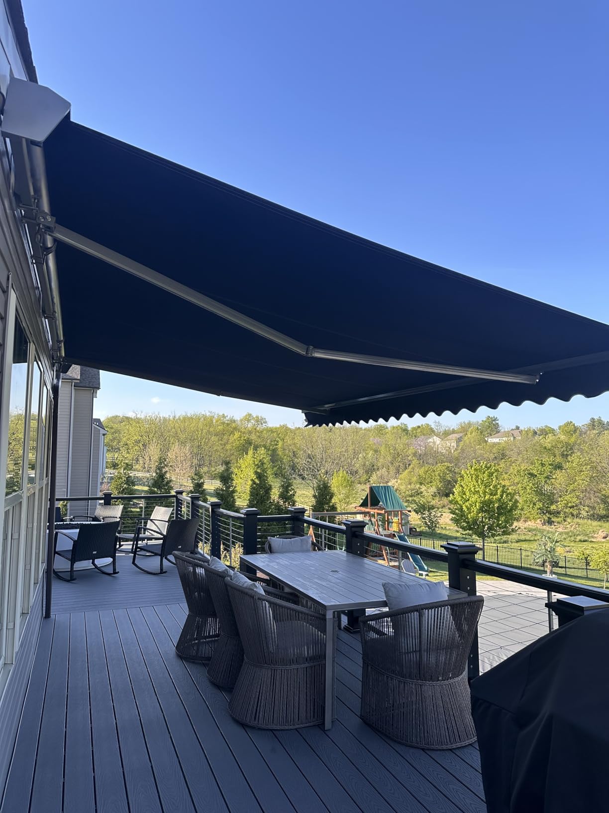 ADVANING Classic Series 12'X10' Electric Retractable Awning, 100% Acrylic UV+ Sun Shade Canopy, Light Taupe (Solid), EA1210-A013H customer photo 2