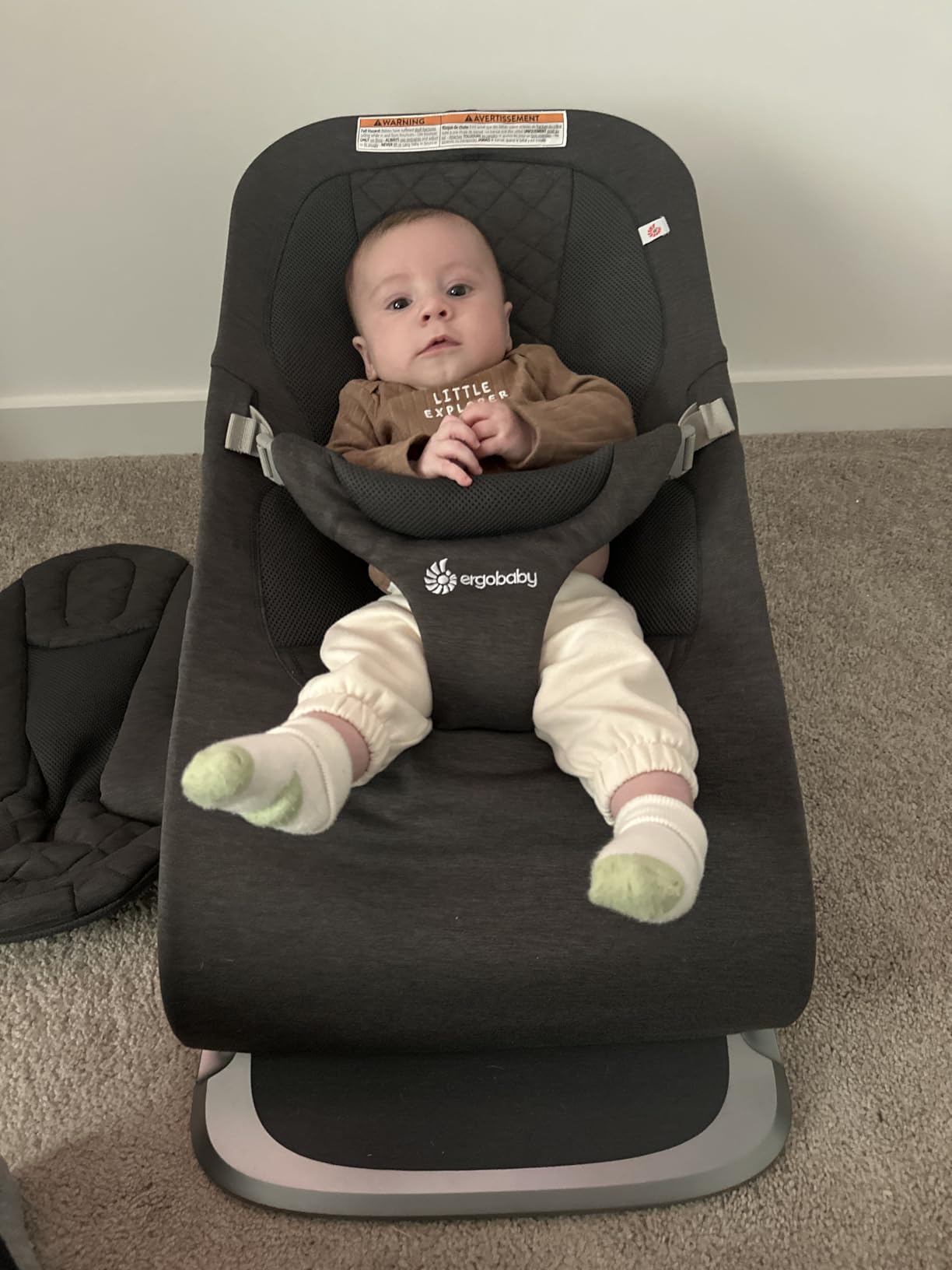 Ergobaby Evolve 3-in-1 Bouncer Seat for Babies and Toddlers 5.5-25 lbs | Multi Position Baby Bouncer Seat with Adjustable Heights, Secure Harness, Newborn Insert, Light Grey customer photo 2