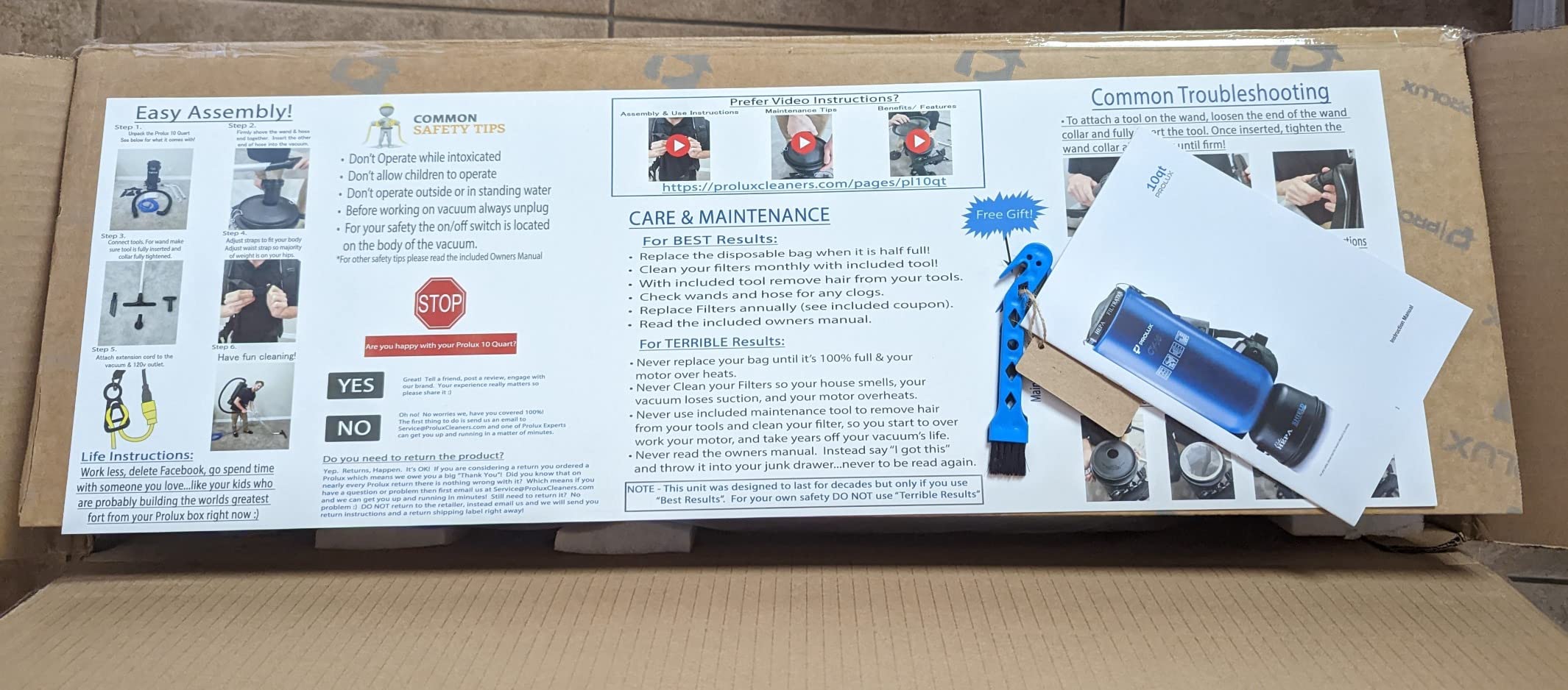 Prolux 10 Quart Blue Commercial Backpack Vacuum, HEPA Filter, 50-Foot Power Cord, 150 CFM customer photo 2