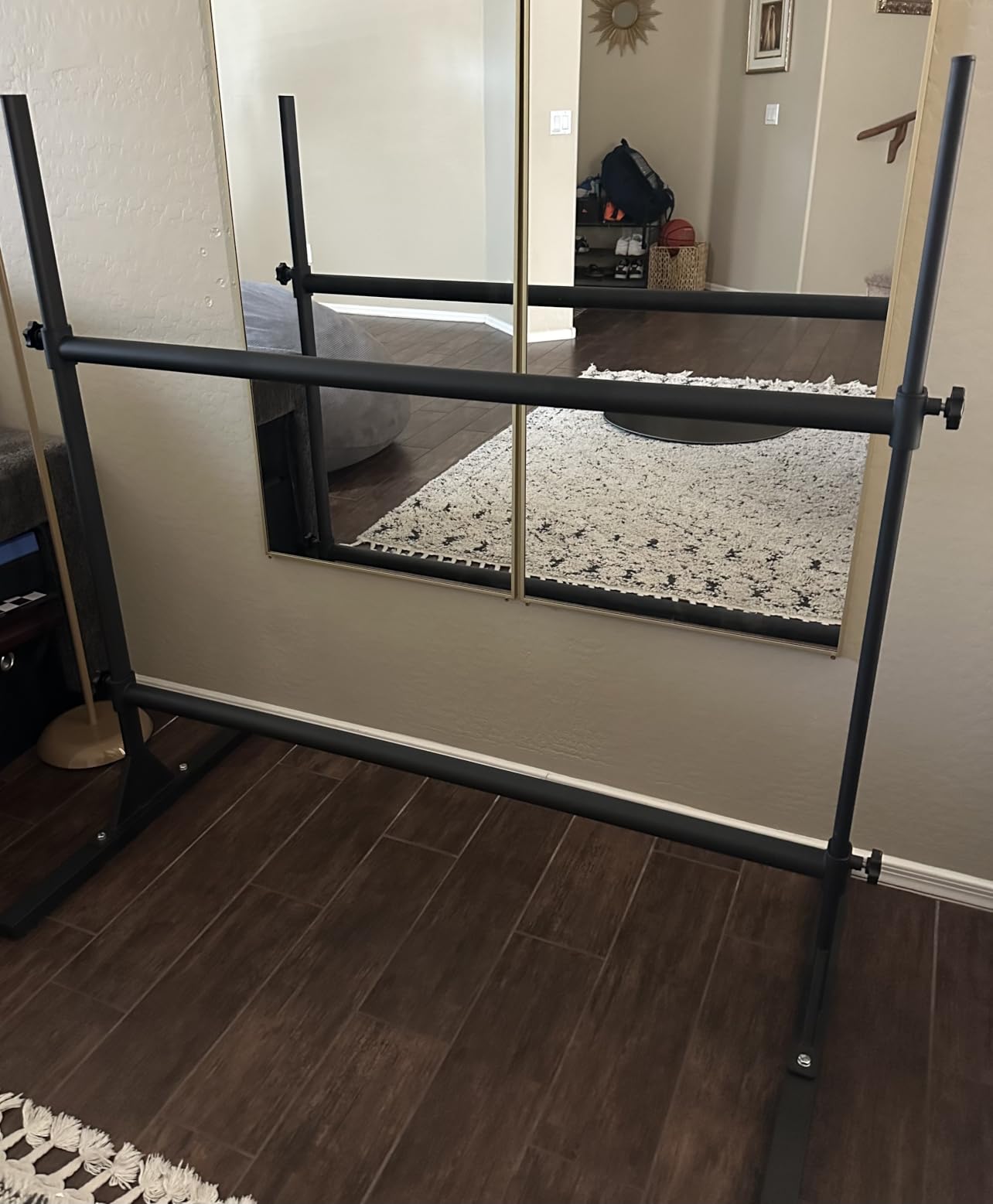 SELEWARE Height Adjustable Ballet Barre Freestanding Ballet Bar, 4/5/6 FT | Heavy Duty Dance Bar for Kids/Adults, Support Barre Movements Body Stretch Pull-ups, Sturdy Steel Construction Anti-Slip Base customer photo 2