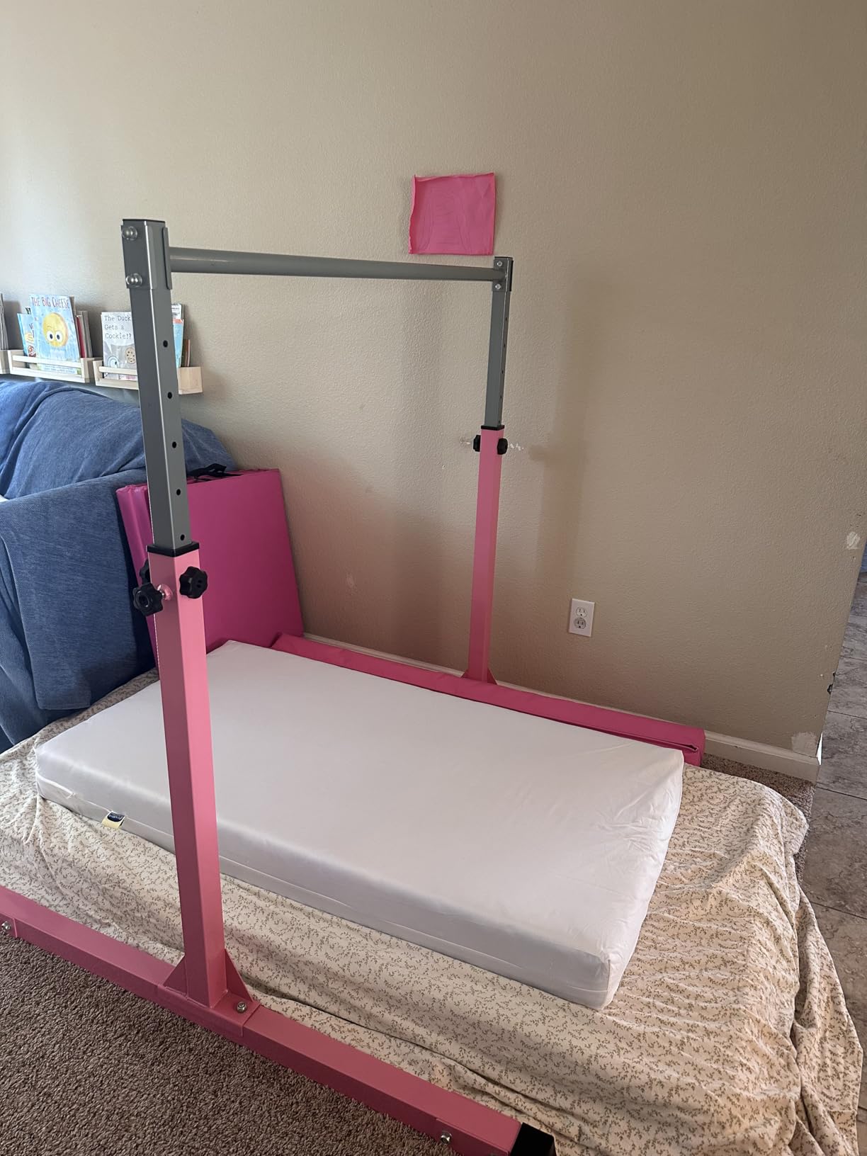 Safly Fun Gymnastics Bar for Kids Ages 3-15 | Sturdy Steel Home Gym, Adjustable Height (3 to 5 ft) with Anti-Slip Base, Easy Assembly customer photo 1