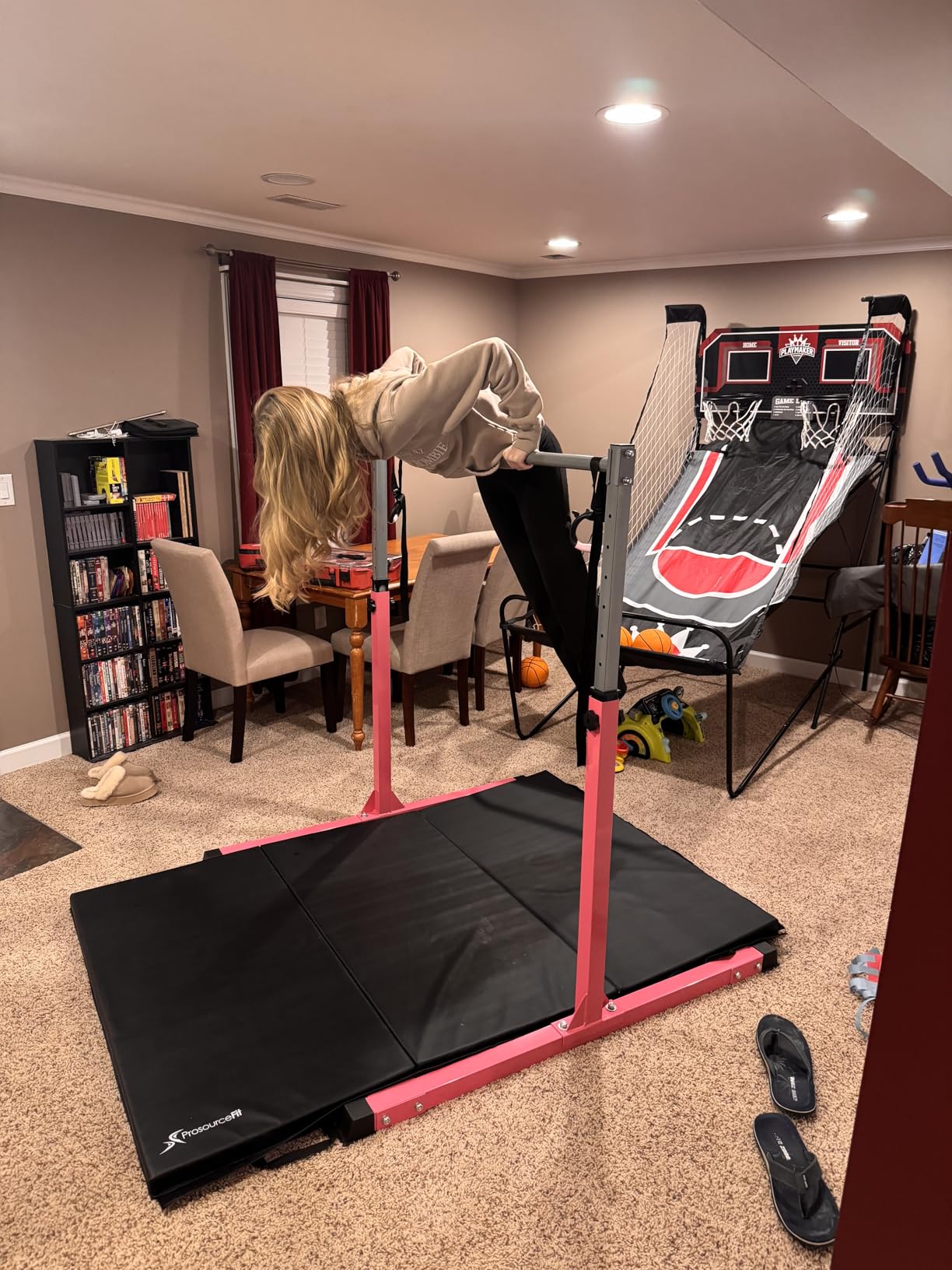 Safly Fun Gymnastics Bar for Kids Ages 3-15 | Sturdy Steel Home Gym, Adjustable Height (3 to 5 ft) with Anti-Slip Base, Easy Assembly customer photo 2