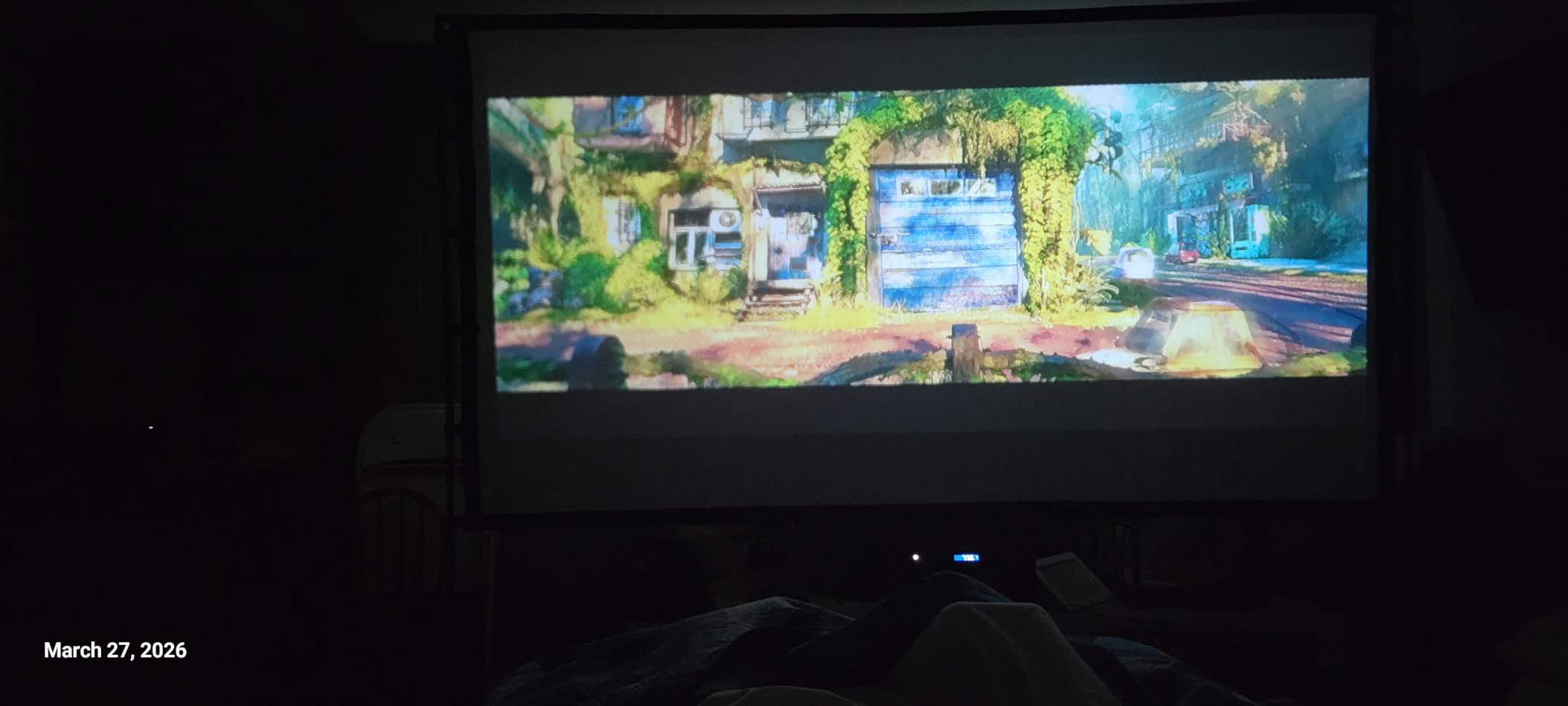 Towond 120 inch Projector Screen with Stand, 4K HD 16:9 Foldable Anti-Crease Indoor Outdoor Movie Screen, Portable Projection Screen for Backyard Theater, Camping, and Sports Viewing Parties customer photo 1