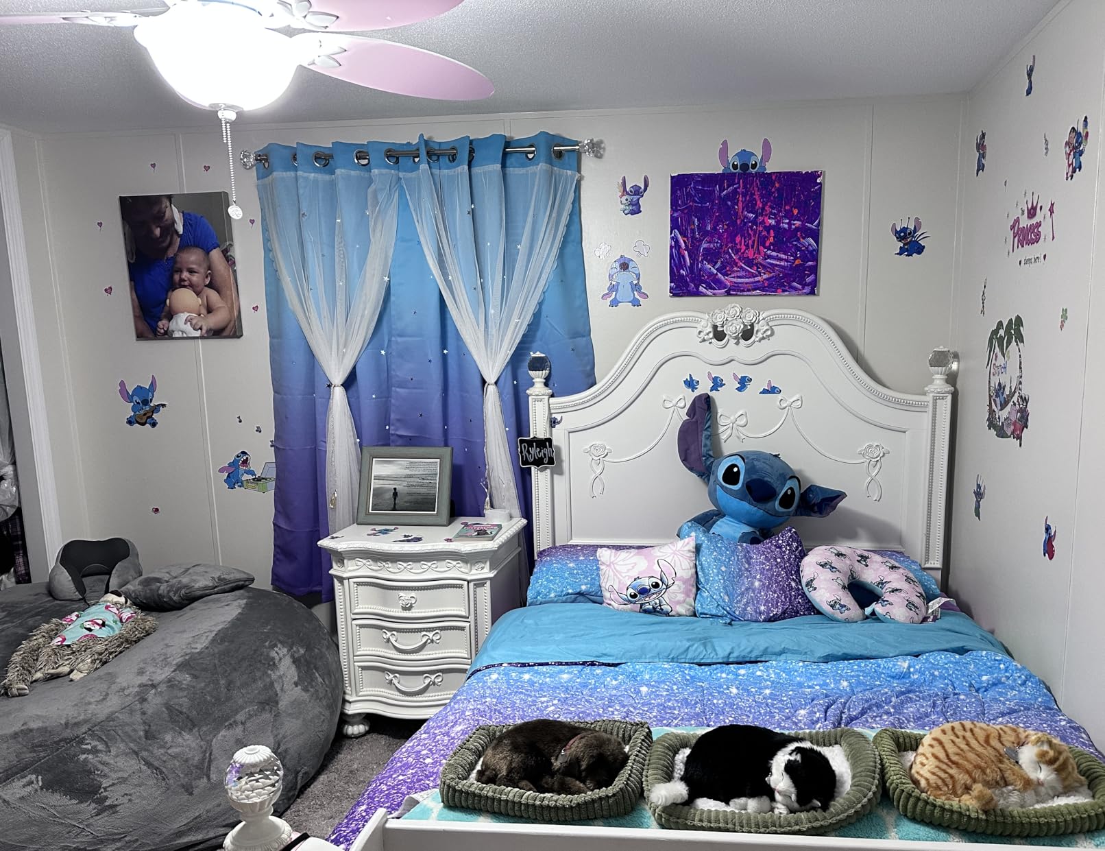 JQinHome Twin Pink Purple Comforter Set, 6 Piece Bed in A Bag 3D Colorful Bedding Set for Girls Kids (1 Comforter,2 Pillowcases,1 Flat Sheet,1 Fitted Sheet,1 Cushion Cover)(Pink Purple) customer photo 2
