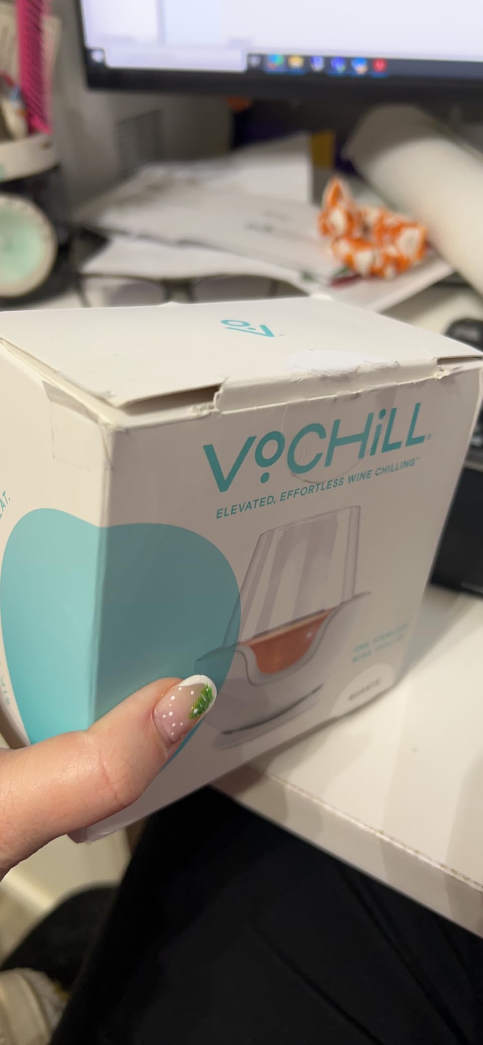 VoChill Stemless Wine Glass Chiller | Keep the Chill In Your Glass | Made in the USA | Separable & Refreezable Chill Cradle | Actively Chills Stemless Glassware | Quartz, Single Stemless customer photo 2