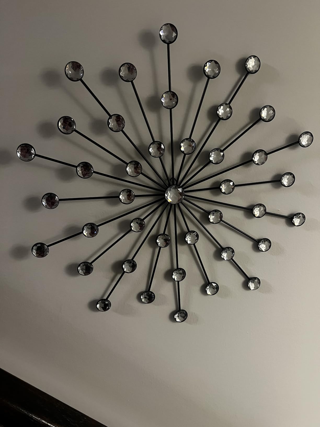 ZEXUIRU 3 Set Silver Starburst Wall Art for Home Decor Metal Bling Crystal Rhinestones Sunburst Wall Decor Sparkling Rhinestone Art Accent Silver - 13in customer photo 1