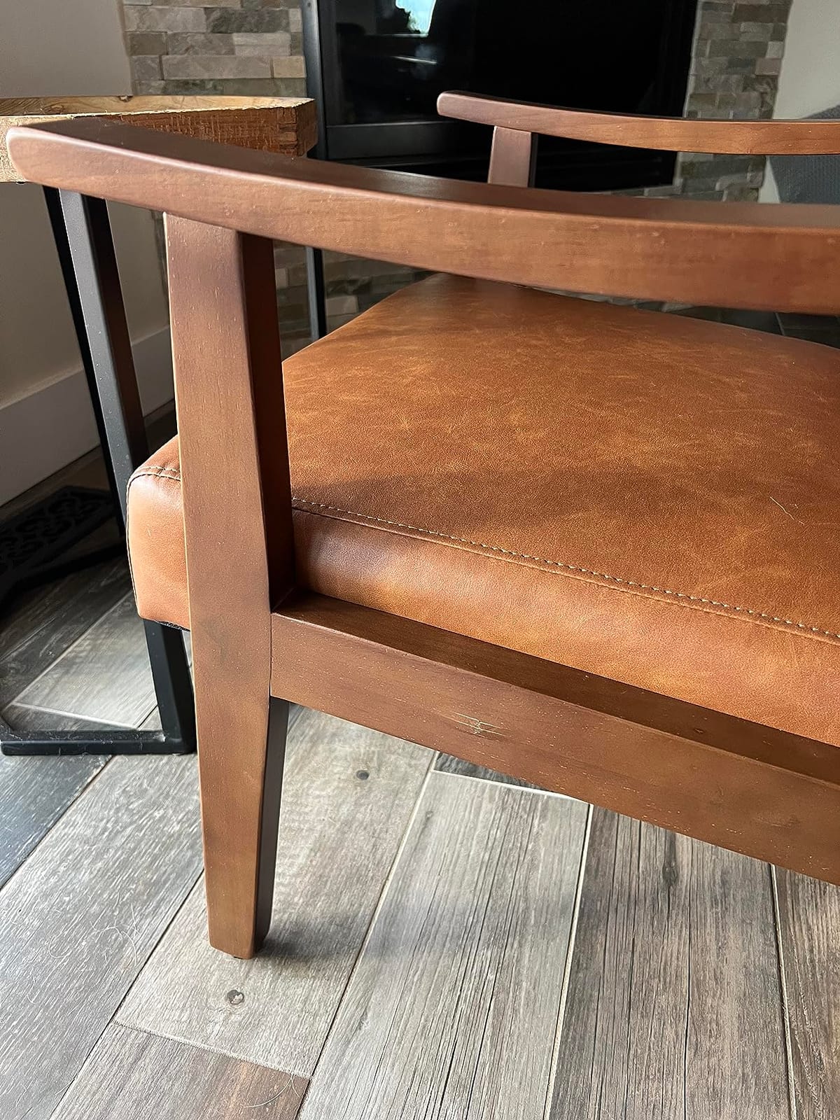 Yaheetech Accent Chair, Mid-Century Armchair with High Back Brown customer photo 1