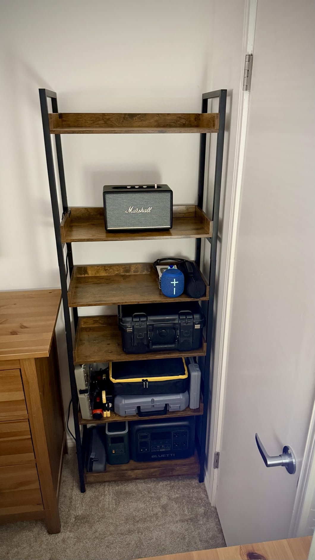 HCHQHS Adjustable 5 Tier Open Bookcase, Rustic Farmhouse Book Shelves, Industrial Wood and Black Metal Bookshelves, Mid Century Bookcase for Home Office Living Room Bedroom customer photo 1