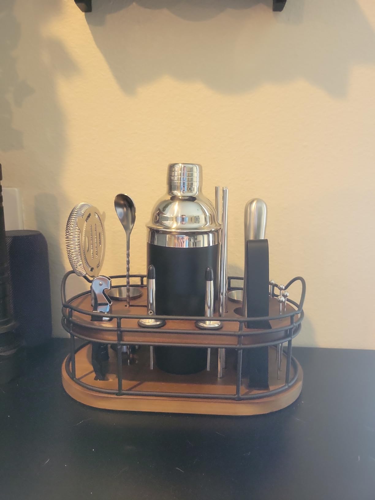 Home Hero Bartender Kit - 22-Piece Cocktail Shaker & Bar Tool Set - Wooden Stand Display & Bar Cart Accessories - Recipe Book & Housewarming Gifts - 22-Pc, Silver | Professional Bartender Kit with Wooden Stand - Stainless Steel Cocktail Set & Recipe Book for Home Bars (22-Piece) customer photo 1