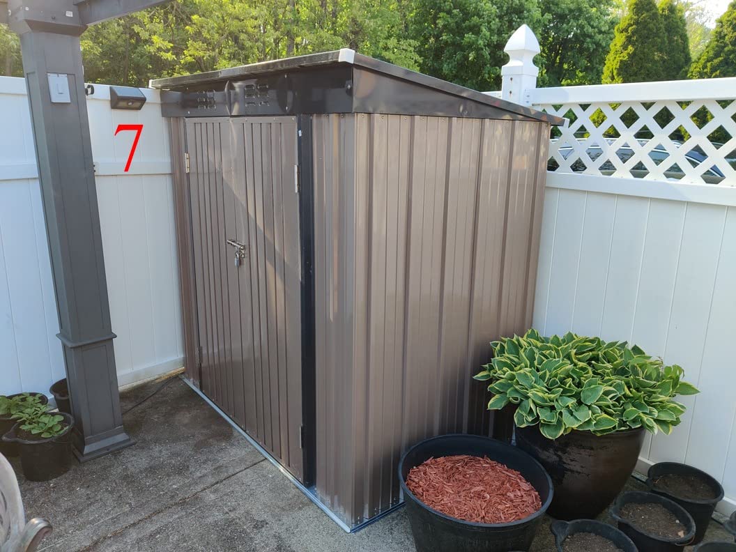 Gizoon 6x4 FT Outdoor Shed, Metal Garden Shed Lockable Doors, Dark Gray | Double Lockable Doors, Anti-Corrosion, Waterproof, Fits Backyard/Patio/Lawn, Spacious Storage Clearance, Durable Steel customer photo 2