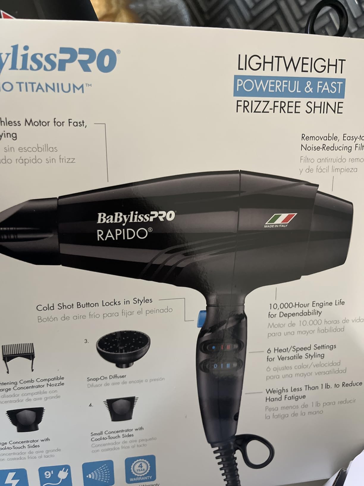 BaBylissPRO Hair Dryer, Nano Titanium Rapido 2000-Watt Blow Dryer customer photo 1