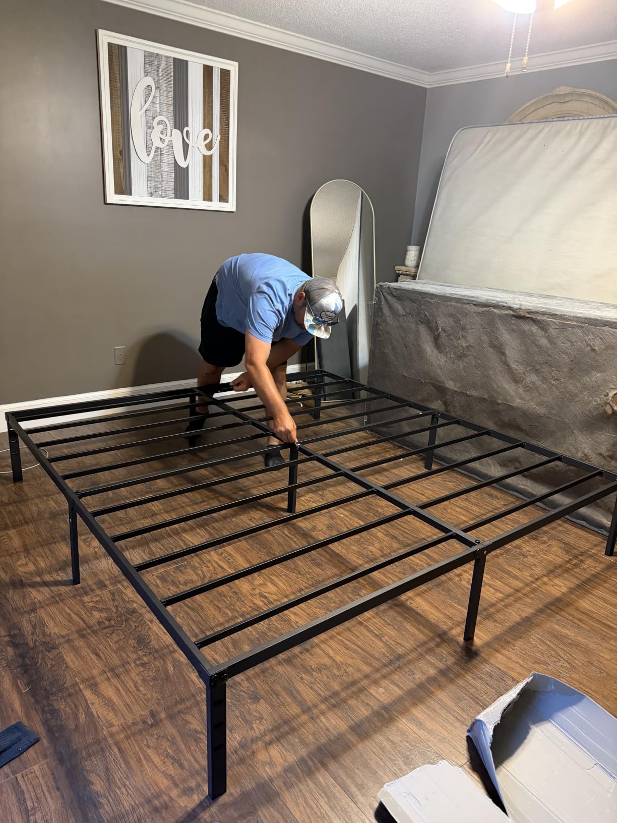NEW JETO Metal Bed Frame, Full Size Bed Frame with Storage Space, 18 Inch | Heavy Duty Sturdy Mattress Foundation, Easy Assembly, No Box Spring Needed, Black customer photo 1