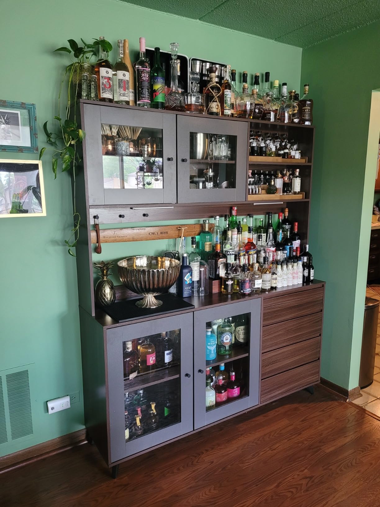 B4Life Liquor Bar Bottle Display Shelf, 2 Tier Real Wood Bar Shelves for Liquor Bottles, Bar Shelf for Liquor, Liquor Shelf for Home Bar Liquor Shelves Bottle Display customer photo 1