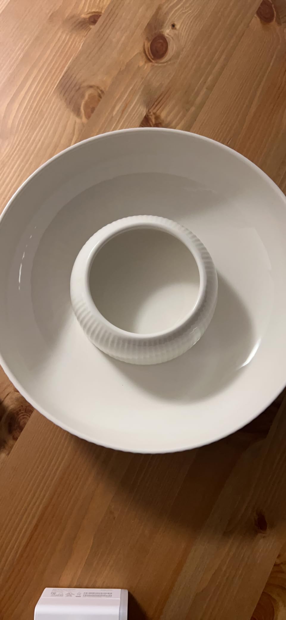 Ceramic Fruit Bowl for Kitchen Counter, Large Fruit Basket with Hole, White | 10