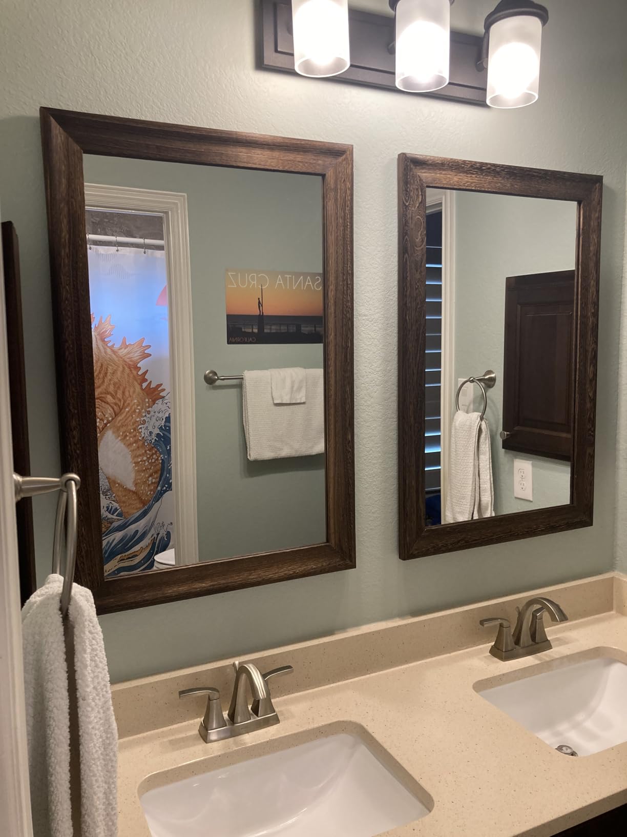 Rustic Wood Wall Mirror for Bathroom, Rectangle 24 x 36 inch Vanity Mirrors | Hanging Mirror with Wooden Frame for Living Room, Bedroom, Entryway (Walnut Brown) customer photo 2