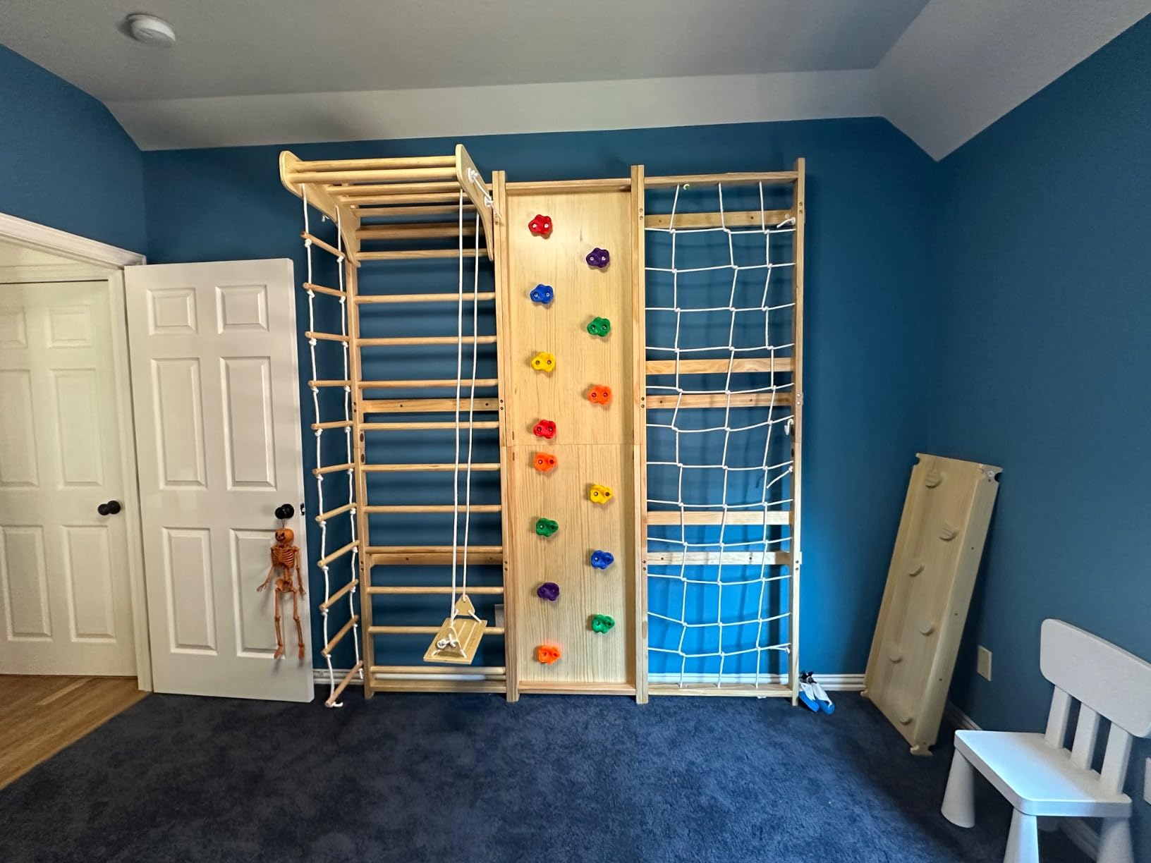 Avenlur Walnut 9-in-1 Swedish Ladder Wall Gym Kids, Indoor Climbing Wall | 2 Heights: 78.8