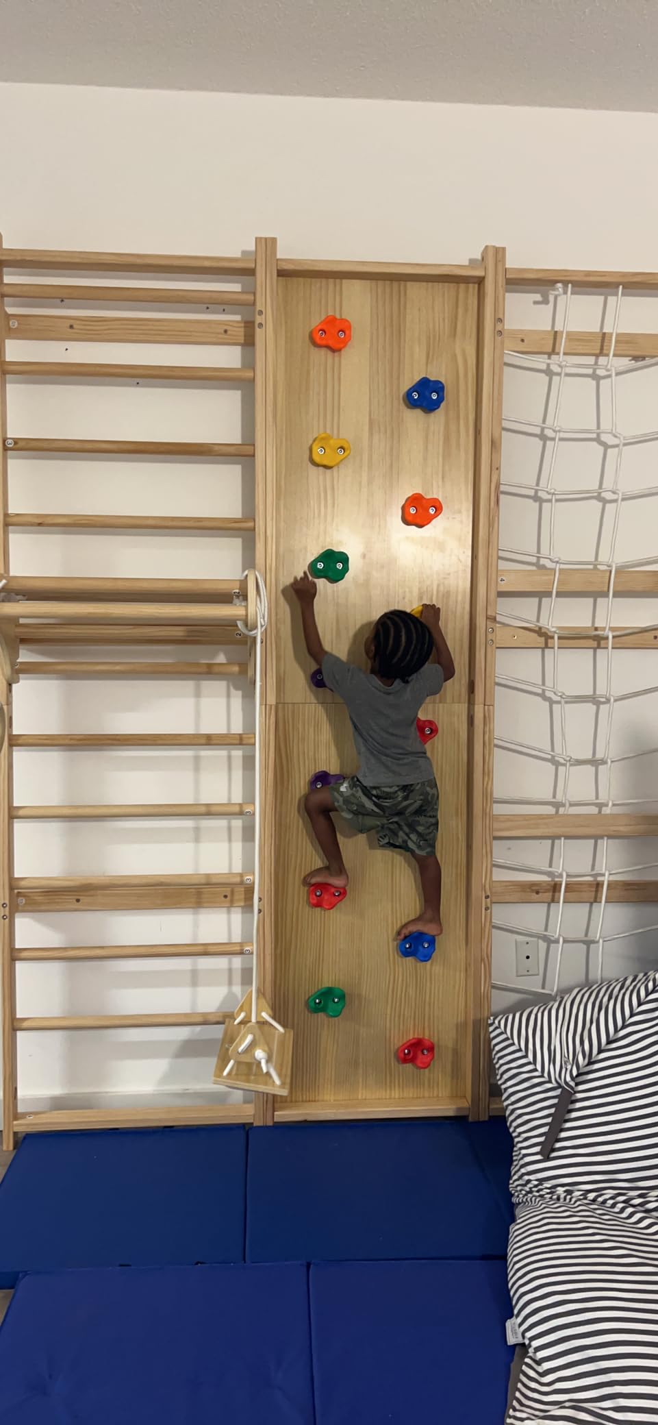 Avenlur Walnut 9-in-1 Swedish Ladder Wall Gym Kids, Indoor Climbing Wall | 2 Heights: 78.8