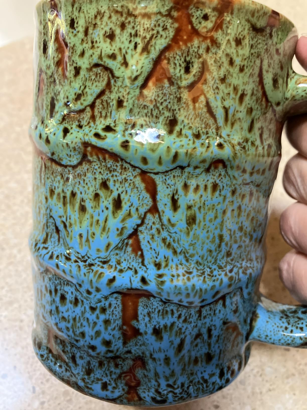 Coffee Mug, 20 Oz Coffee Cups Ceramic Tea Cup Large Coffee Mug for Office and Home - Dishwasher and Microwave Safe Novelty Coffee Mug (Green and Blue) customer photo 1