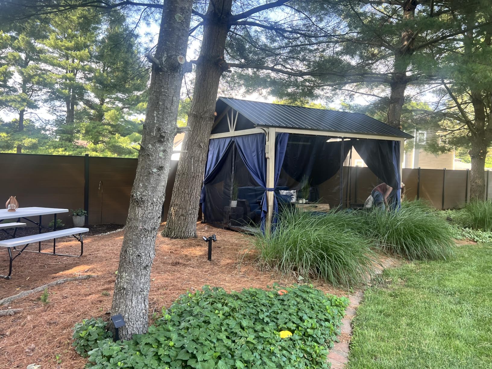 slashome 10x12 Gazebo Curtains Outdoor Waterproof, 4 Panel Sidewalls, Brown | Double Zipper, Dual Hook Options, Water-resistant, UV Resistant, Anti-fade, Velcro Fastening, Only Curtains,for Patio Garden customer photo 1