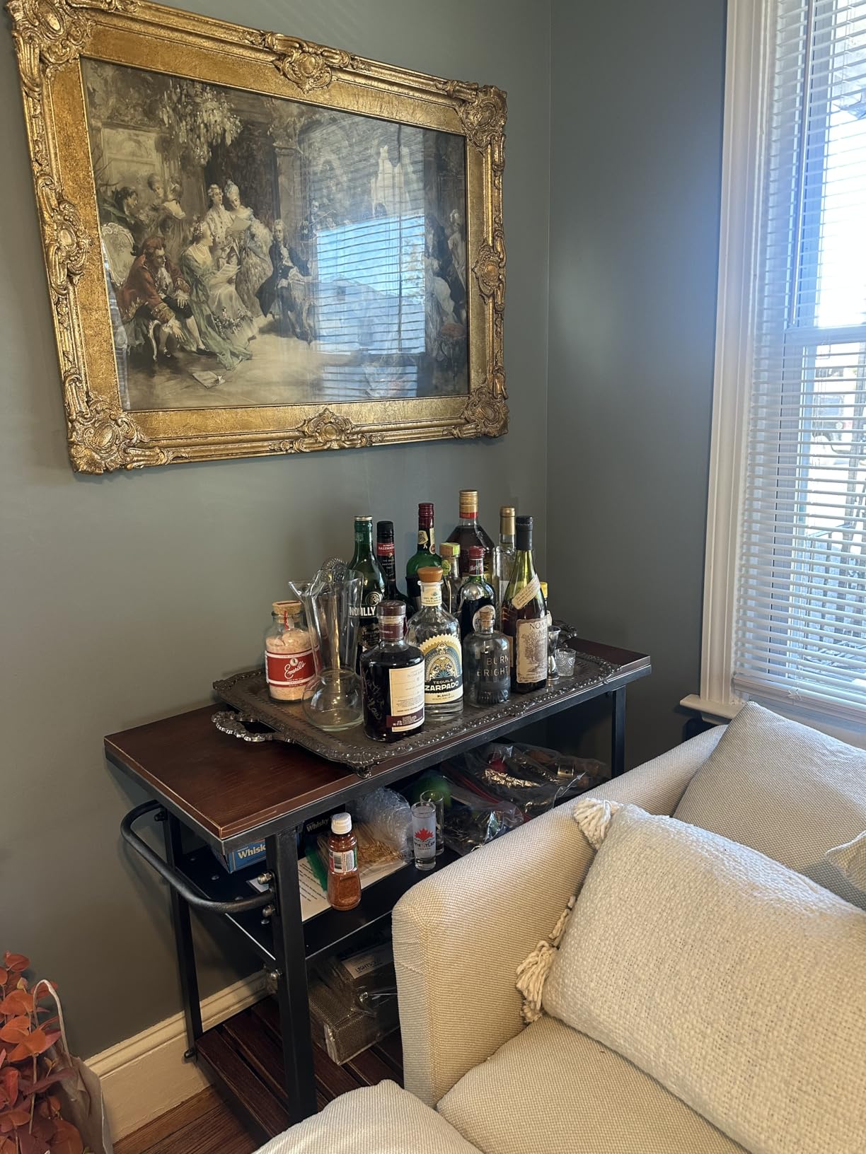 Industrial 3 Tier Rolling Utility Storage Cart Wine Beverage, Metal Wine Rack with Wheels Kitchen Bar Dining Room Tea Wine, Storage Cart with Wood customer photo 1