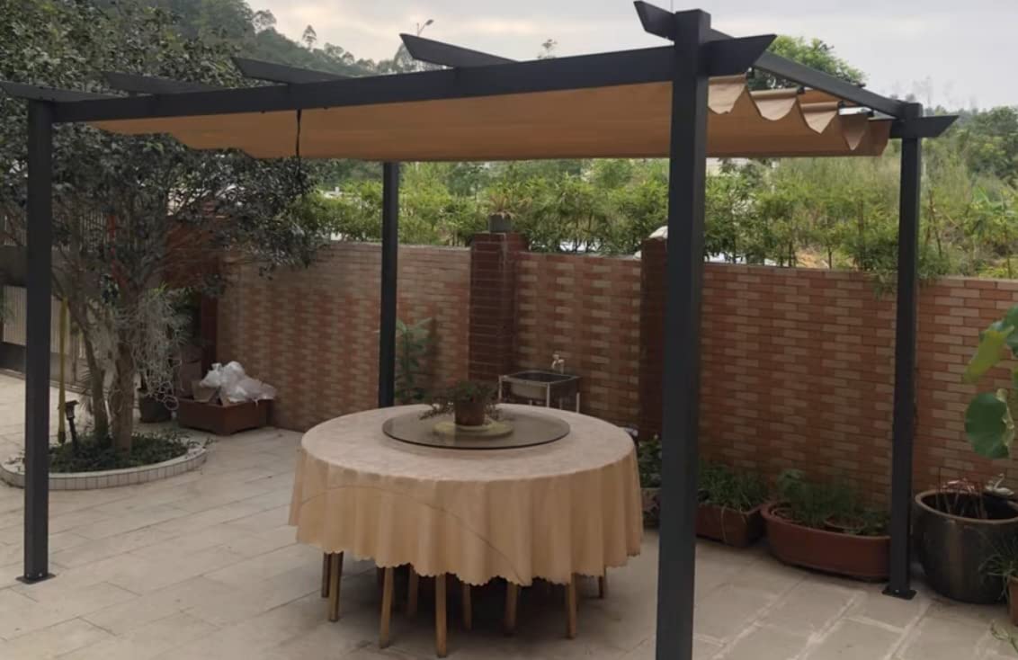 Tangkula 10x13 Ft Outdoor Pergola with Retractable Canopy, Heavy-Duty Aluminum Patio Shelter Pavilion for Deck, Garden, Yard, Beige customer photo 1