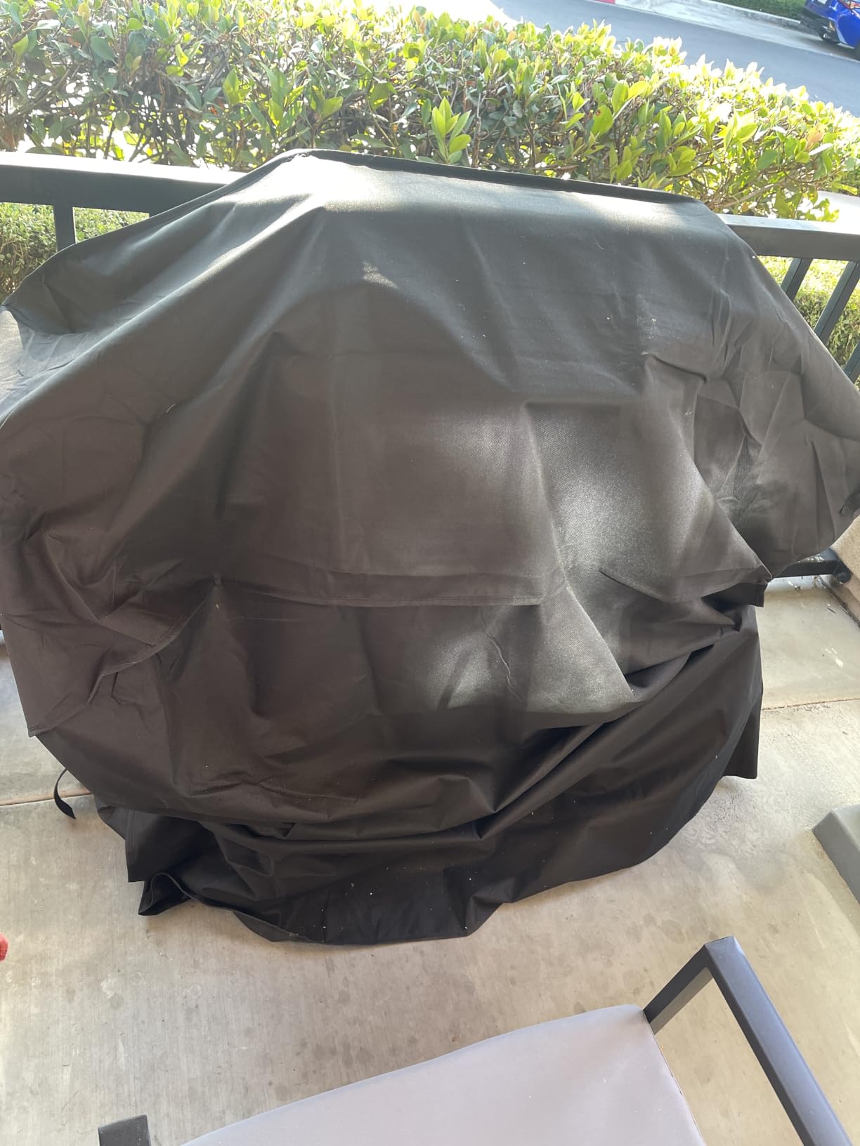 GrillTough Heavy Duty BBQ Grill Cover for Outdoor Grill, 58 Inch - Waterproof, Weather Resistant, UV & Fade Resistant with Adjustable Straps - Gas Grill Cover for Weber, Genesis, Charbroil, etc. Black customer photo 1