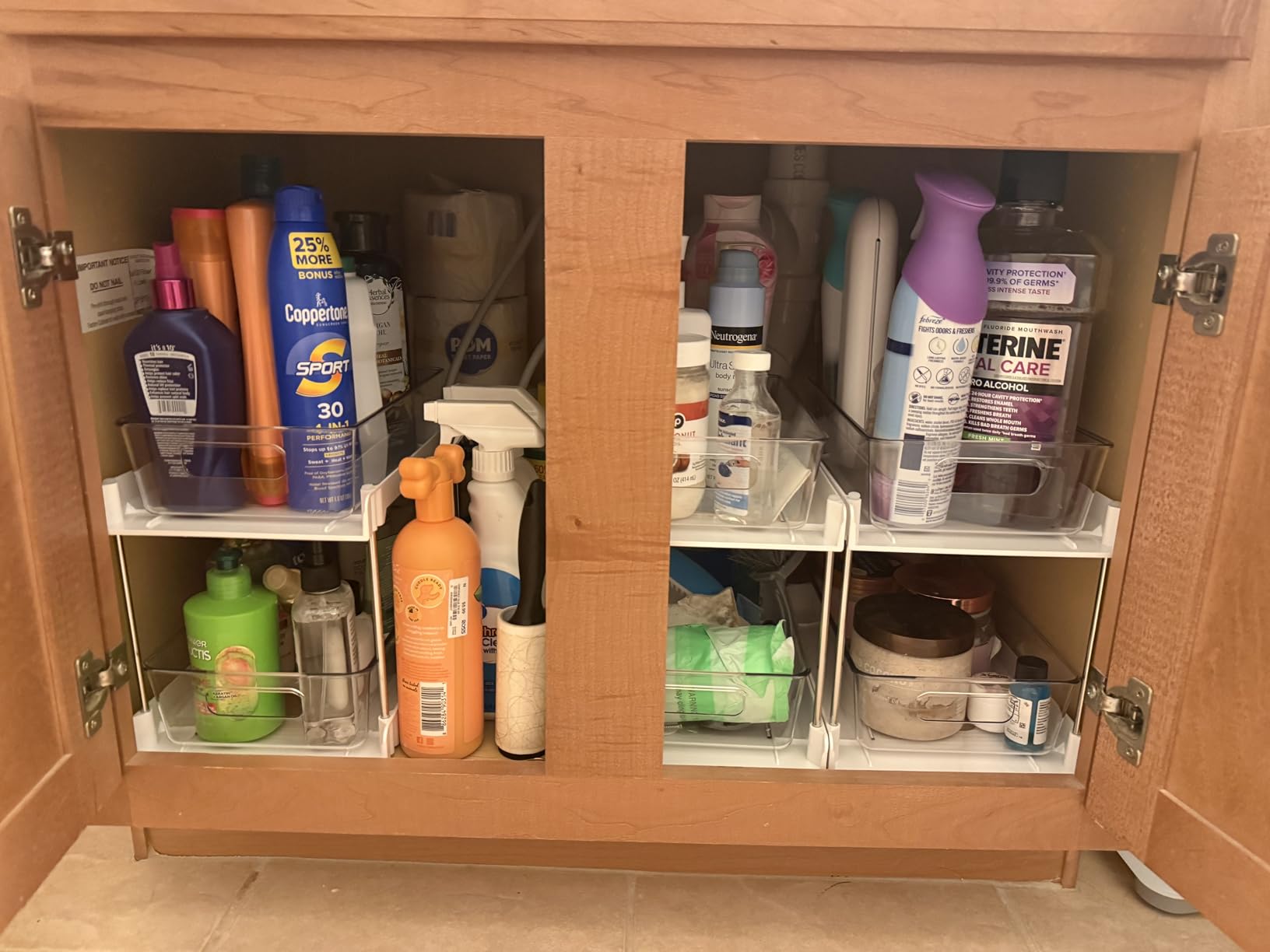 Vtopmart 4 Pack Pull Out Bathroom Under Sink Organizer, Slide-out drawers, Multi-purpose storage, Clear visibility customer photo 1