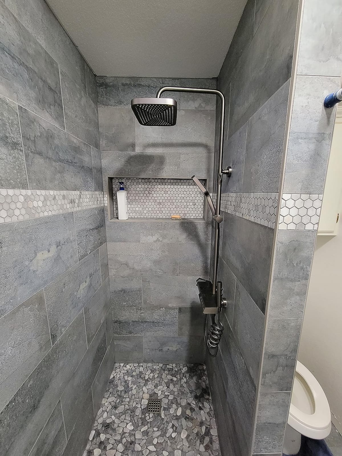 Lefton Shower System with Temperature Display in Fahrenheit and Dual Shower Head, Waterfall Shower Faucet Set with Spray Gun, 5-in-1 Control System, SST2206 (Grey) customer photo 1