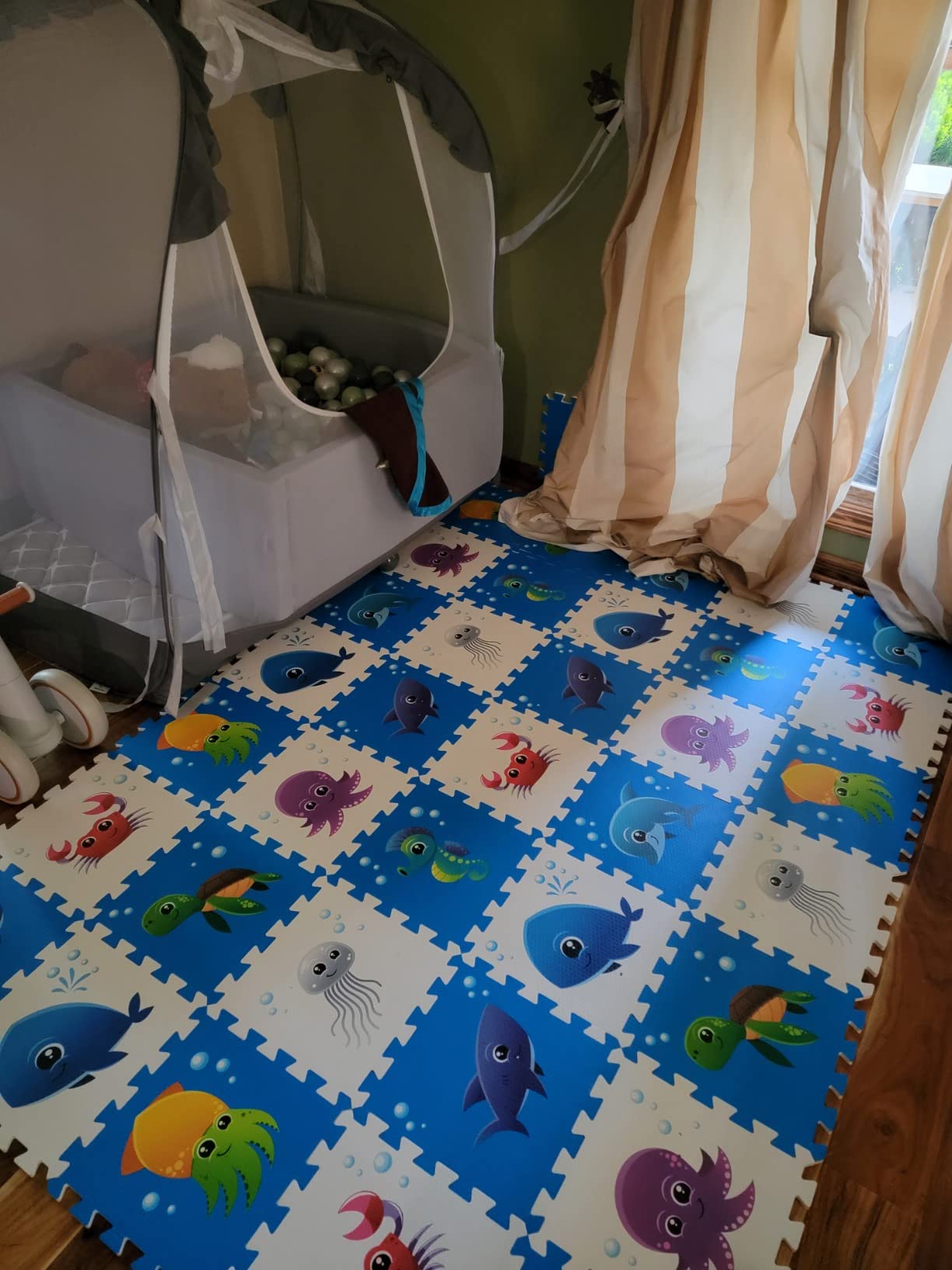Puzzle Play Mat, Foam Floor Tiles, Children's Foam Puzzle Mat Baby Floor Play Mat 34x34 Inches Sea World 9 Pieces, Edge Tooth A customer photo 1
