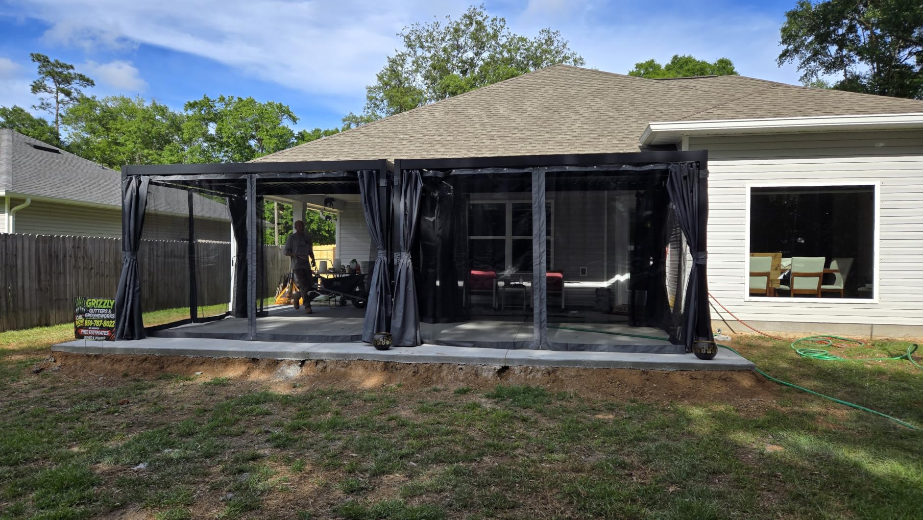 MELLCOM 10x20 Louvered Pergola Adjustable Roof w/Curtains & Mesh | Heavy-Duty Rustproof Frame, Hidden Drainage. Crank Roofs, Waterproof Curtains + Bug Mesh. Low-Maintenance, All-Weather. customer photo 2
