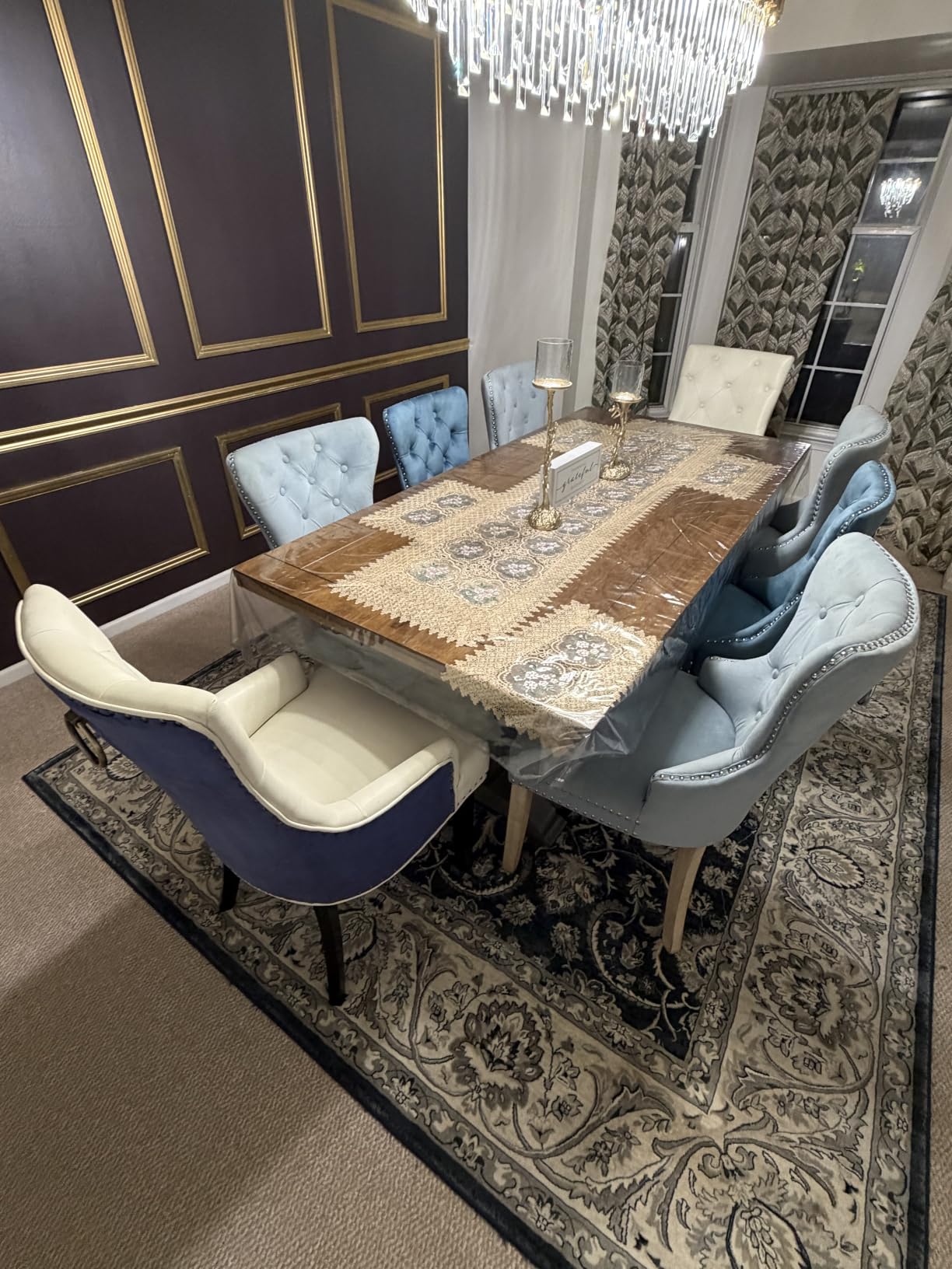 SoarFlash Velvet Dining Chairs Set of 6, Tall Back Side Chair, Modern Upholstered High-End Tufted Side Chair with Button Back Ring, Solid Wood Legs (Khaki) customer photo 1