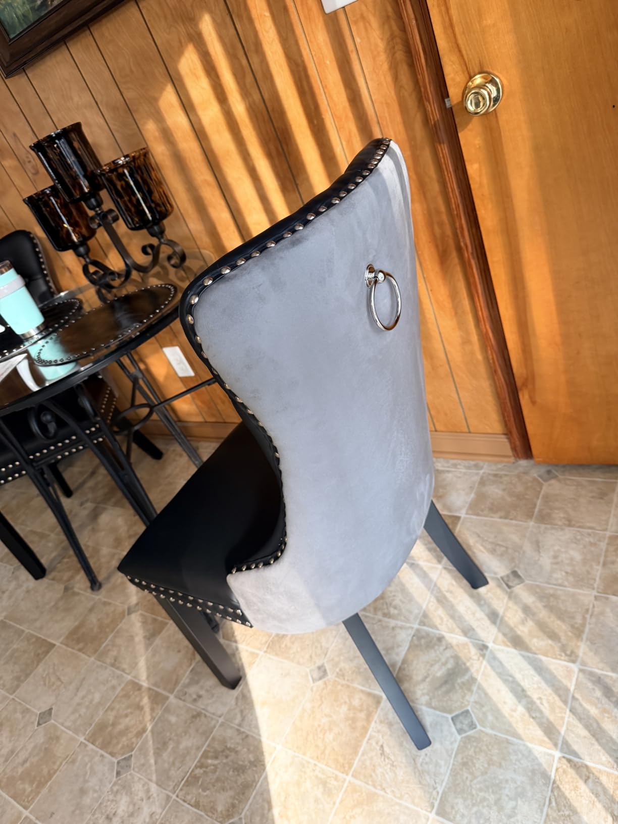 SoarFlash Velvet Dining Chairs Set of 6, Tall Back Side Chair, Modern Upholstered High-end Tufted Side Chair with Button Back Ring, Solid Wood Legs (Beige) customer photo 2