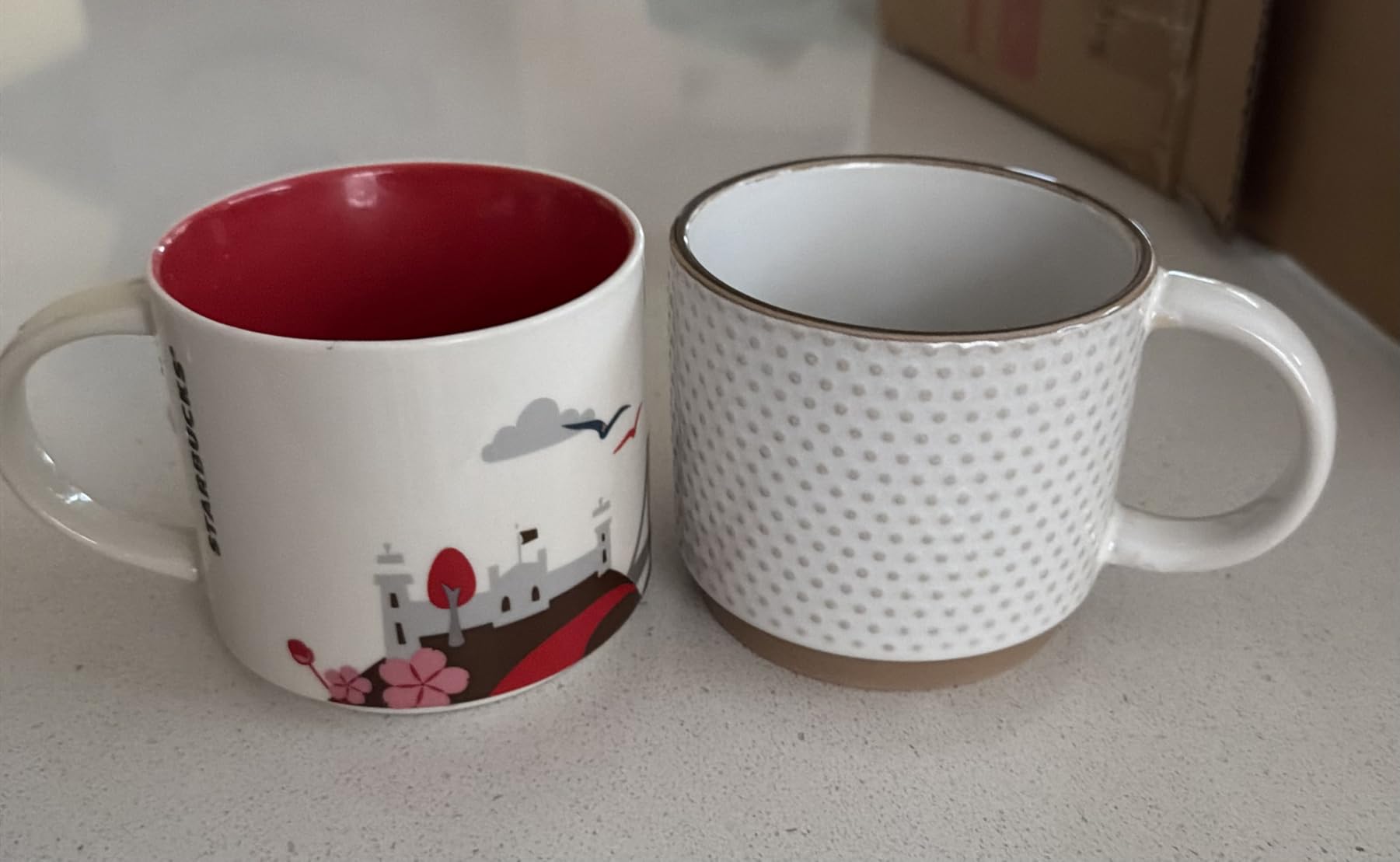 GBhome 12 OZ Stackable Coffee Mugs Set of 4, Ceramic Coffee Cups Set | 4 Assorted Designs, Embossed Mugs with Texture Patterns for Tea/Coffee, Dishwasher and Microwave Safe, Off White customer photo 1