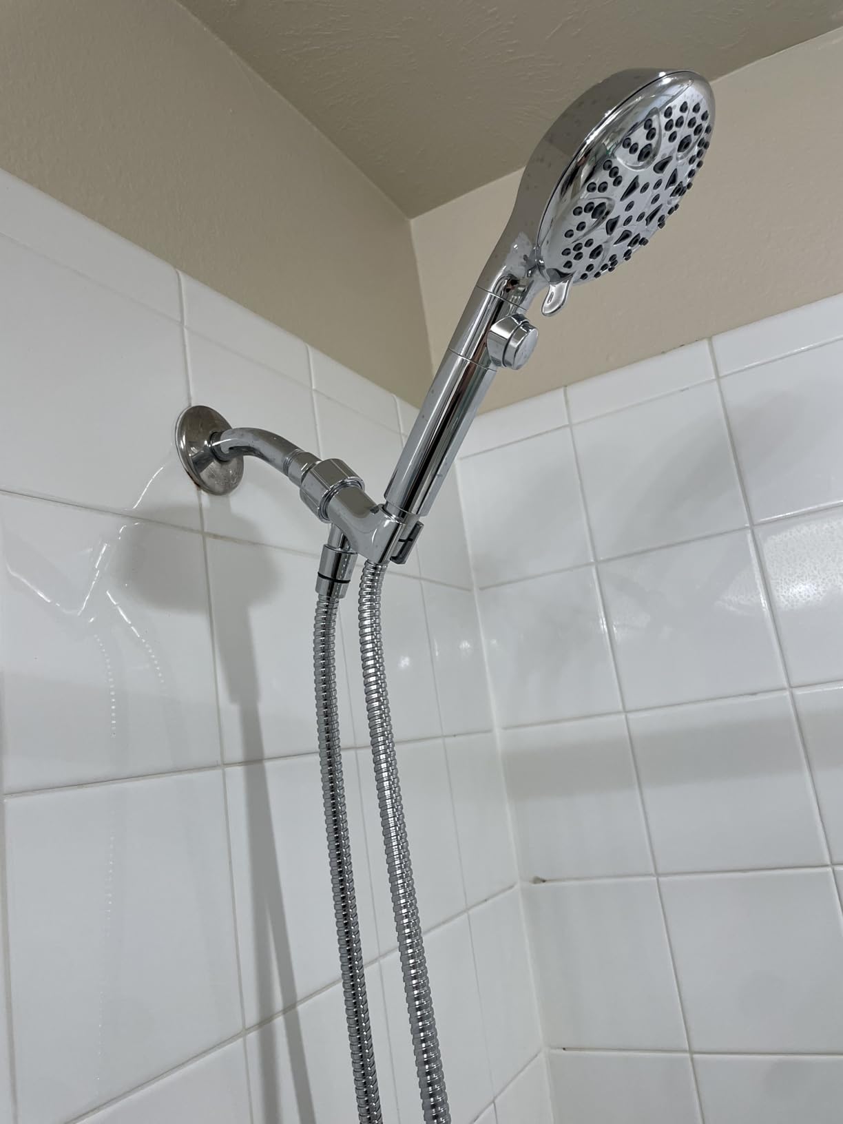 GwernKB Handheld Shower Head with On Off Switch 8-Mode High Pressure Showerhead with 79 Inches Extra-long Stainless Steel Hose and Bracket PLUS Extra Low-Reach Adhesive Wall Mount for Kids,Silver customer photo 2