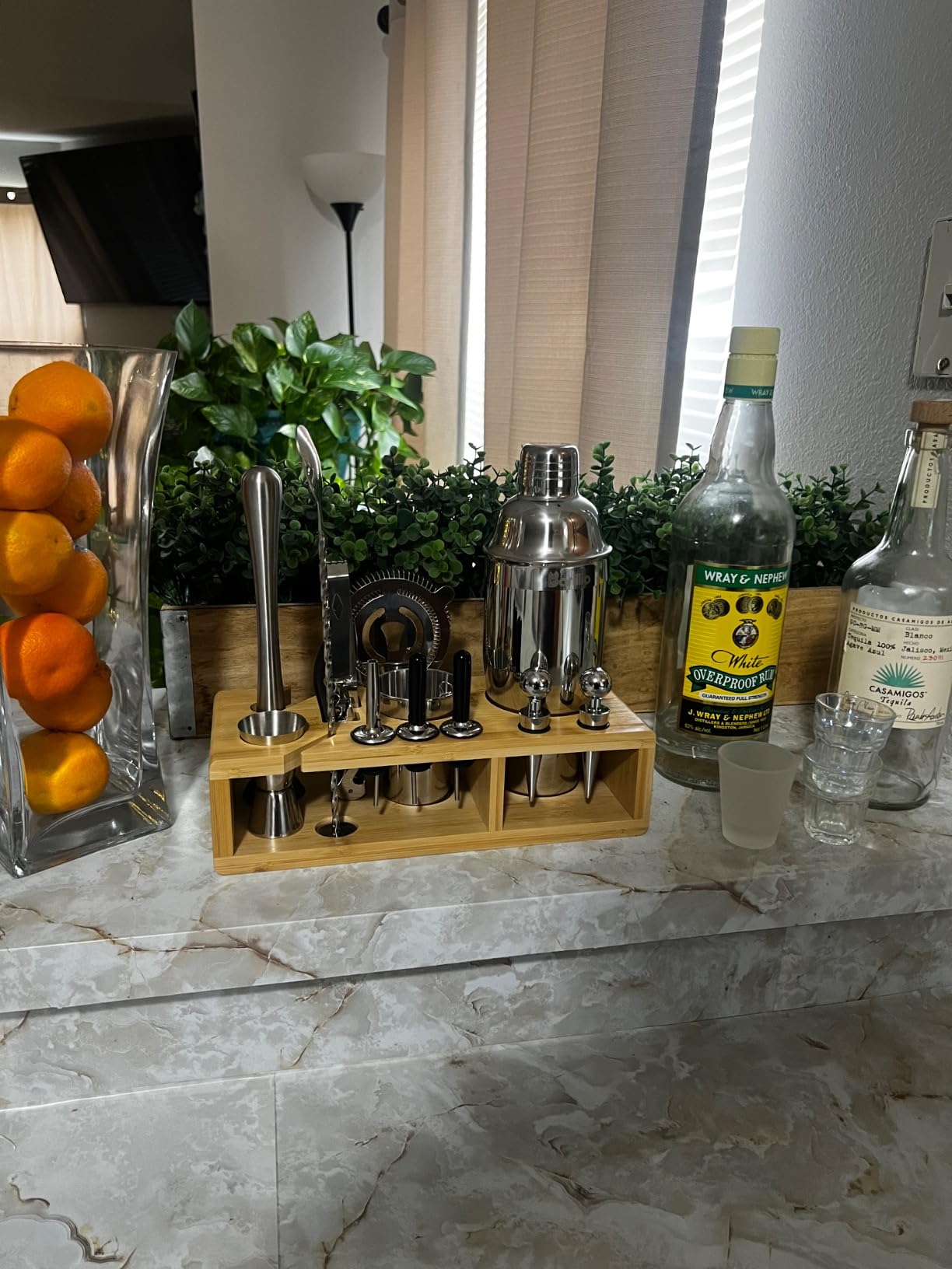 Barillio Black Bartender Kit - Stainless-Steel Cocktail Shaker Set w/Black Bamboo Stand - Mixology Bar Tools w/Drink Shaker, Mixer and Muddler for Cocktails - Home Bar Accessories - 23-Pc Bar Set customer photo 2