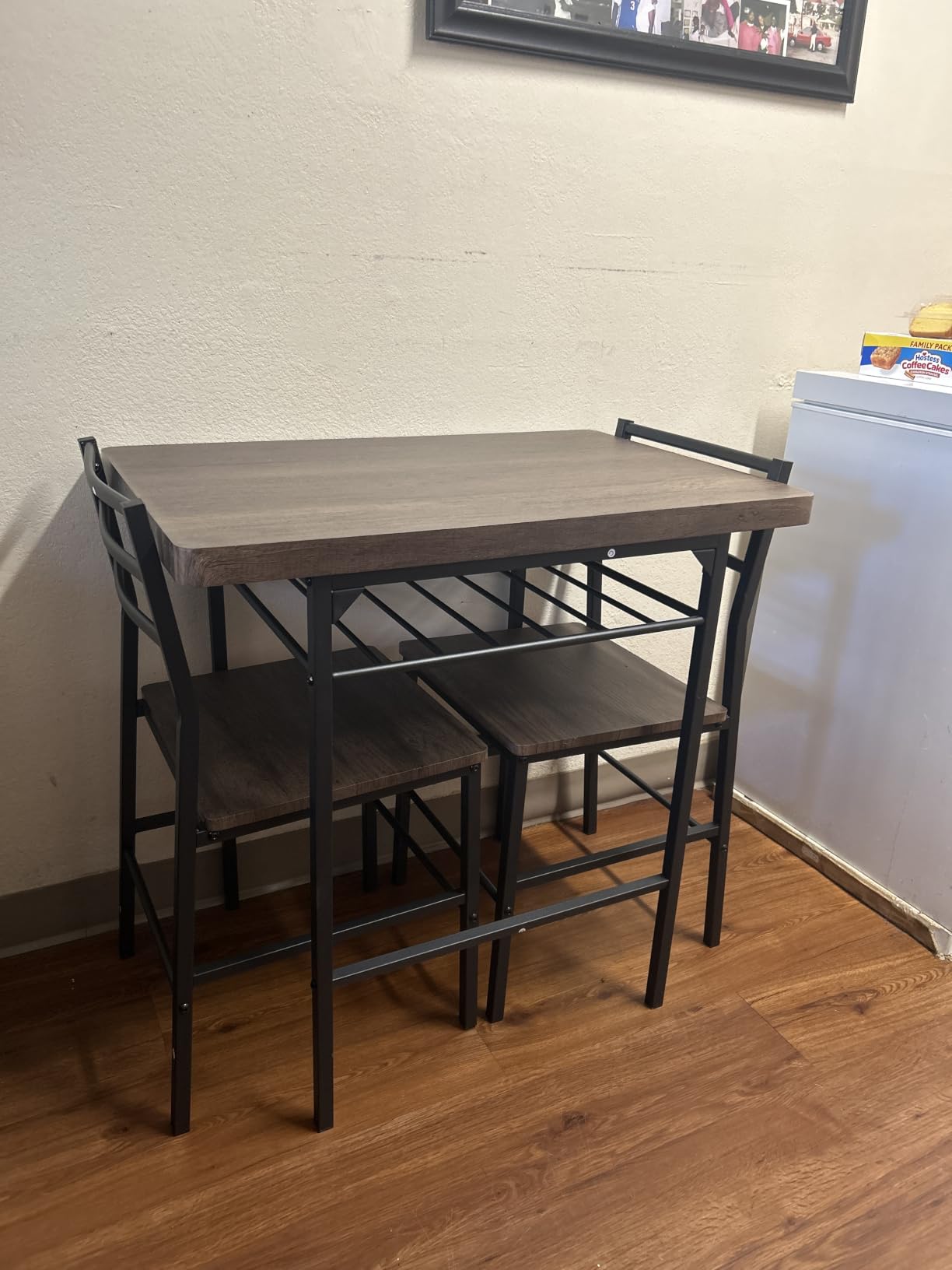 Best Choice Products 3-Piece Modern Dining Set, Space Saving Dinette for Kitchen, Dining Room, Small Space w/Steel Frame, Built-in Storage Rack - Medium Brown/Black customer photo 1