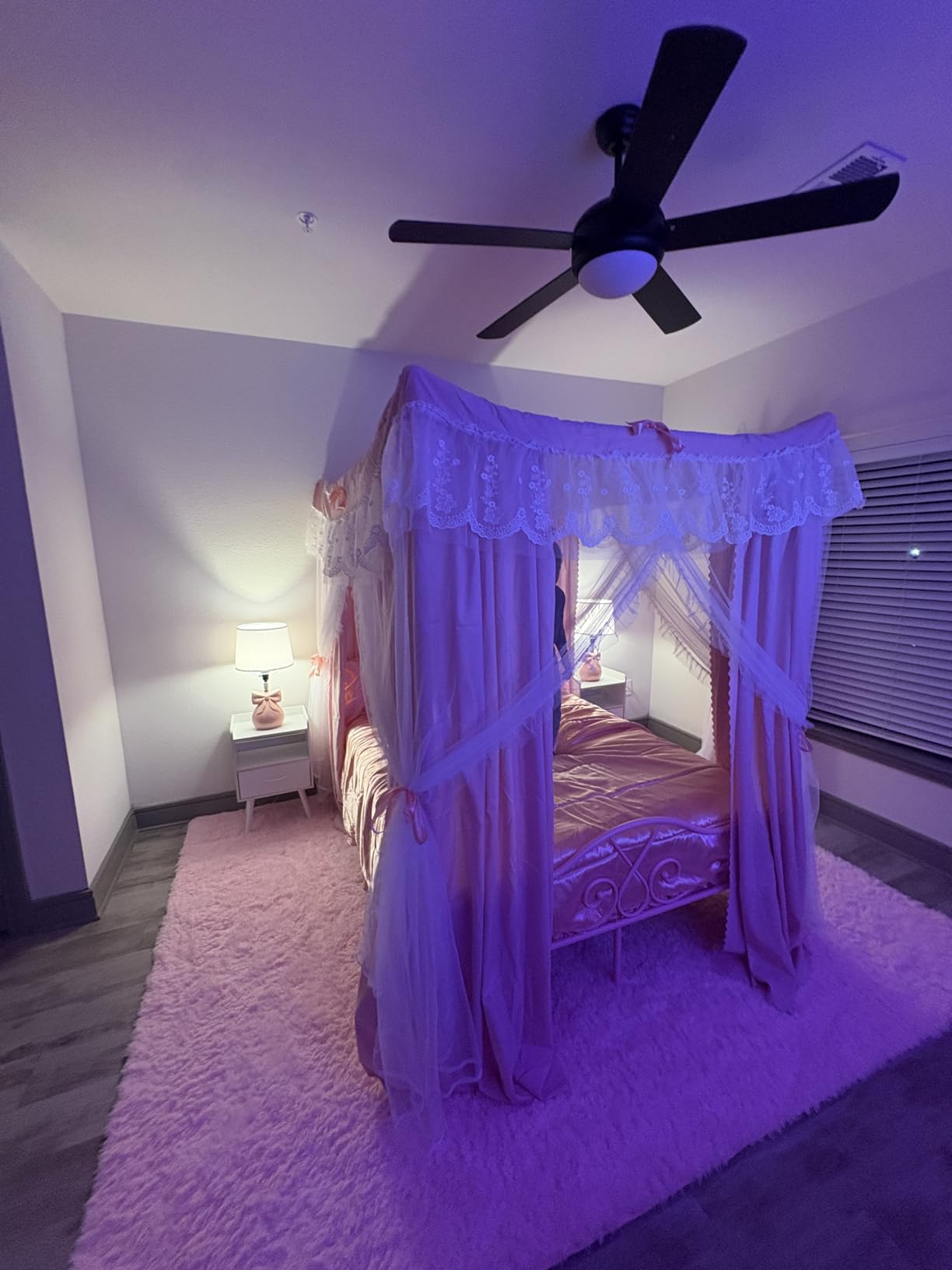 Twin Princess Canopy Bed Frame with 4 Posters, Pink customer photo 2