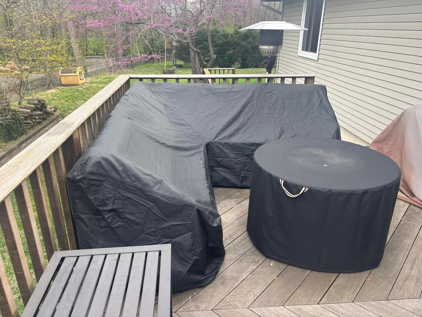 iBirdie Outdoor Sectional Cover for 85 x 85 inch L-Shaped Couch Sofa | Waterproof, Weatherproof, fit 84 x 83, 82 x 81, Outside L Shape Patio Furniture, Black, 600D, Heavy Duty customer photo 2