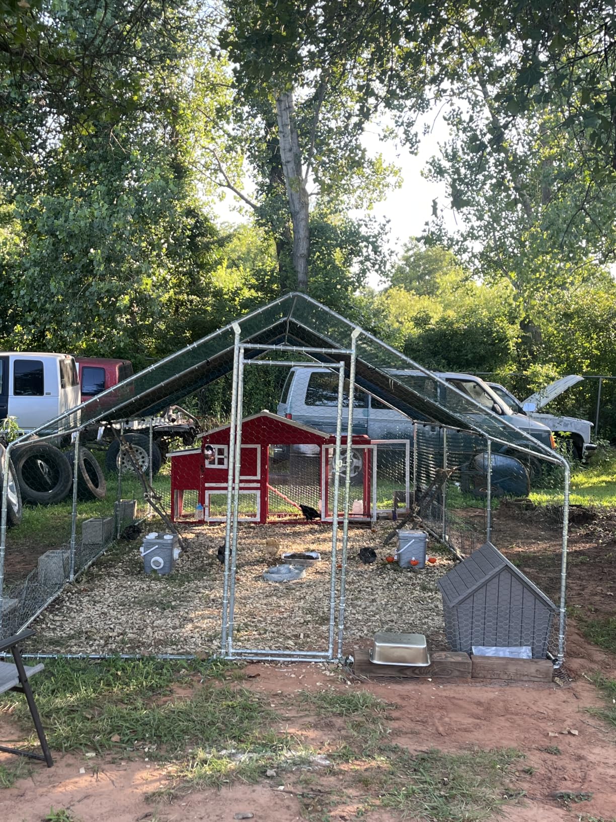 HITTITE Large Metal Chicken Coop with Run, 12.8 x 9.84 x 6.56 ft Walk in Poultry Cage Chicken Run Pen, Outdoor Chicken Runs for Yard with Waterproof & Anti-UV Cover customer photo 2