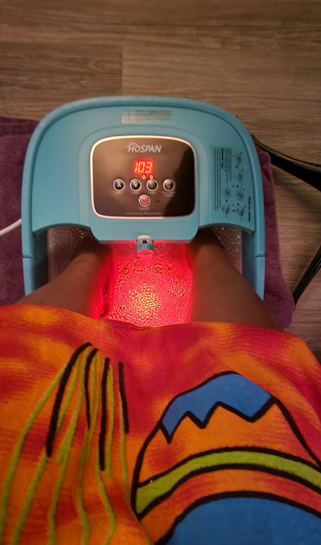 HOSPAN Collapsible Foot Spa with Heat, Bubble, Red Light, and Temperature Control, Foot Bath Massager with 8 Shiatsu Massage Rollers, Pedicure Foot Spa for Relaxation and Stress Relief, Black customer photo 1