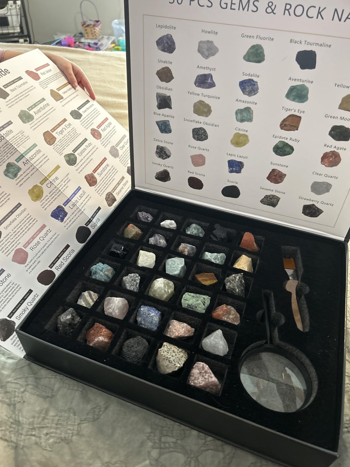Rock Collection for Kids - 30Pcs Rocks, Gemstones & Crystals Kit | with learning Guide, Mineral Education Set, Geology Science STEM Toys, Earth Science Activity, Gifts for Boys & Girls customer photo 1