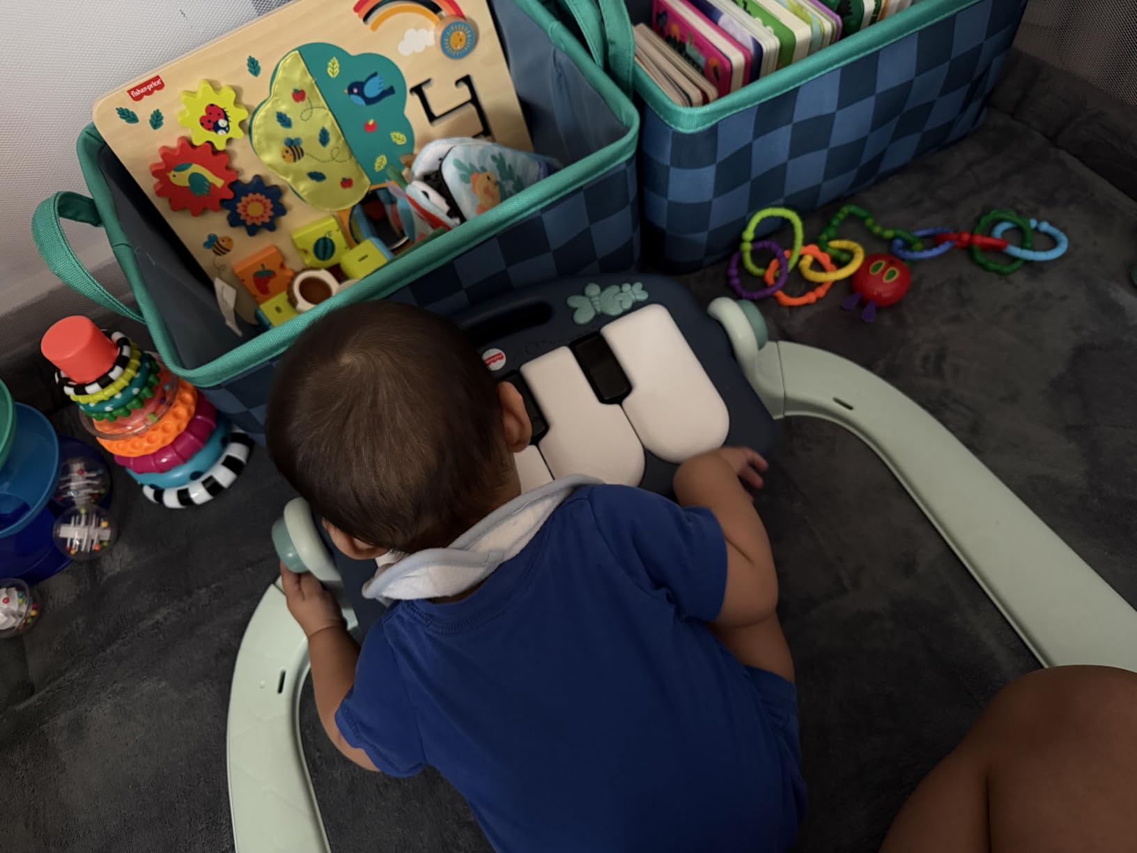 Fisher-Price Baby Playmat Glow and Grow Kick & Play Piano Gym, Blue Musical Learning Toy with Developmental Activities for Newborns 0+ Months customer photo 2