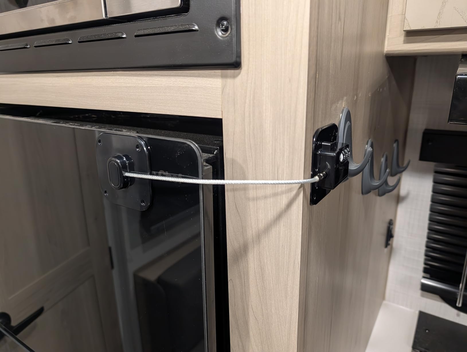 Refrigerator Lock, Heavy Duty Fridge Lock, Combination Lock for Refrigerator Cabinets, Drawers, Safety, Easy Install No Keys Needed (Black-2Pack) customer photo 1