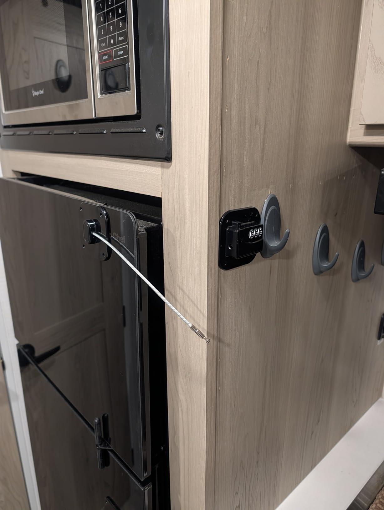 Refrigerator Lock, Heavy Duty Fridge Lock, Combination Lock for Refrigerator Cabinets, Drawers, Safety, Easy Install No Keys Needed (Black-2Pack) customer photo 2