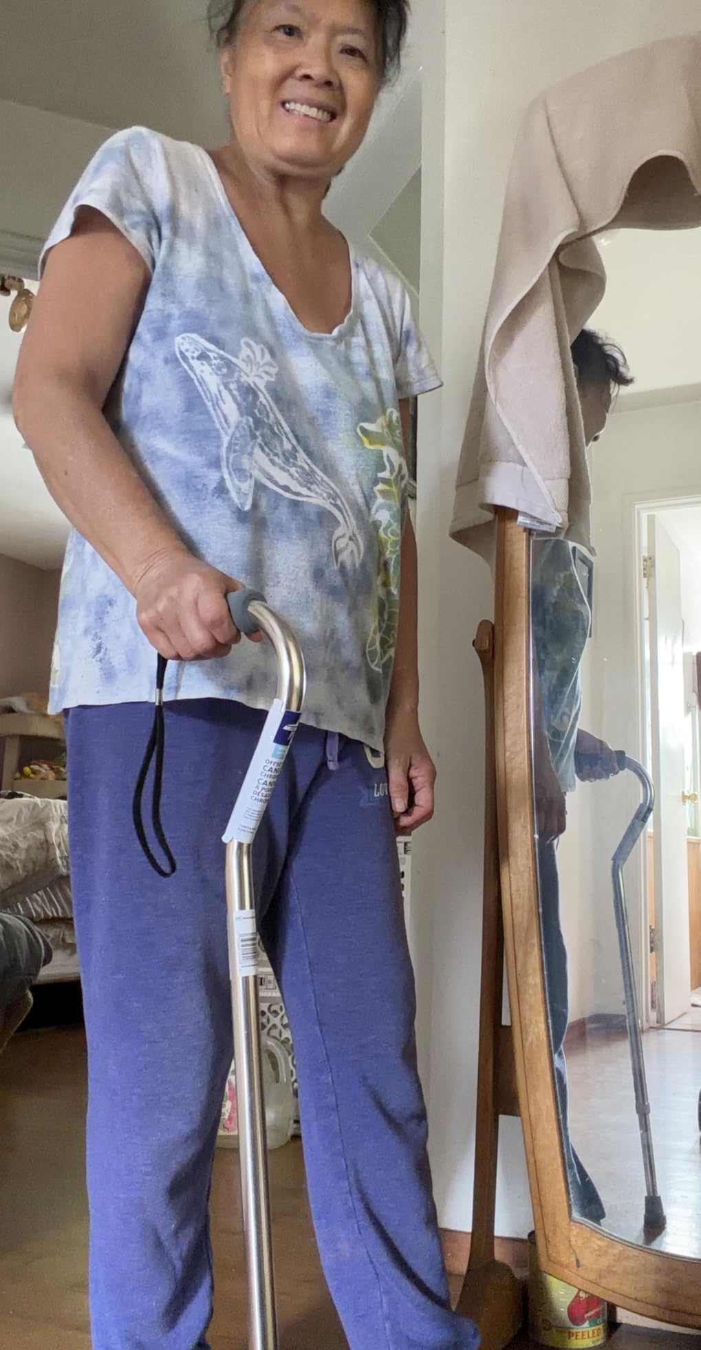 Medline Aluminum-Chrome Offset Walking Cane, Adjusts 29-38