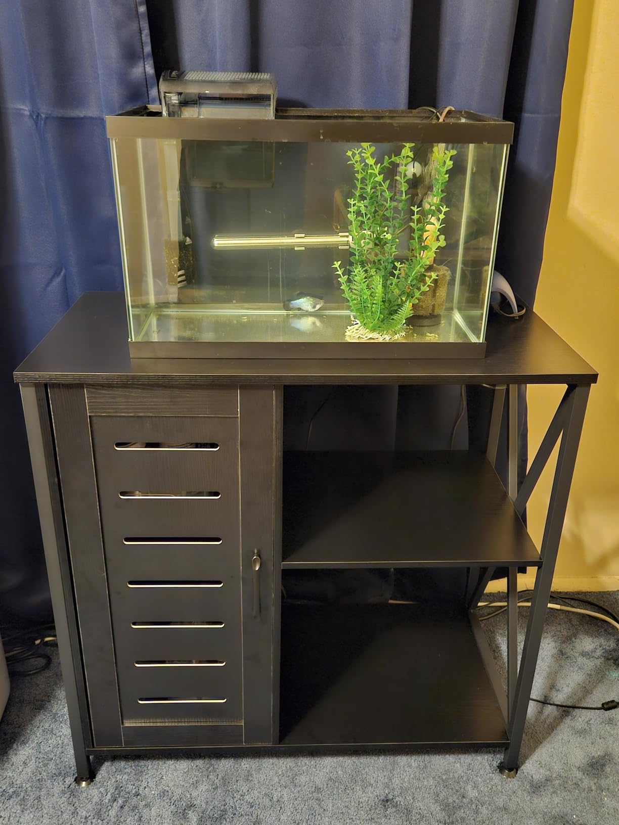 Herture 55-75 Gallon Fish Tank Stand, Aquarium Stand with Cabinet Accessories Storage, Heavy Duty Metal Frame, Aquarium Cabinet with Power Outlets 52