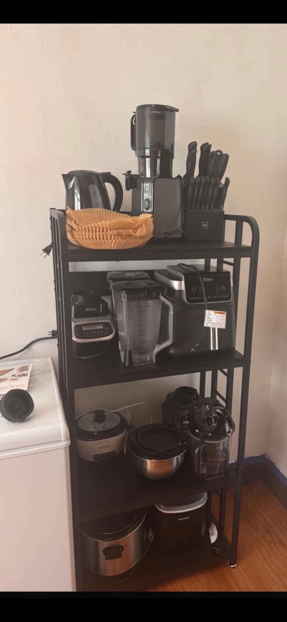 SIREDEEP Bakers Rack with Power Outlet, 4-Tier Kitchen Baker's Rack, Microwave Stand with Storage Suitable for Kitchen, Living Room, Dinning Room, Coffee Bar (Rustic Brown) customer photo 1