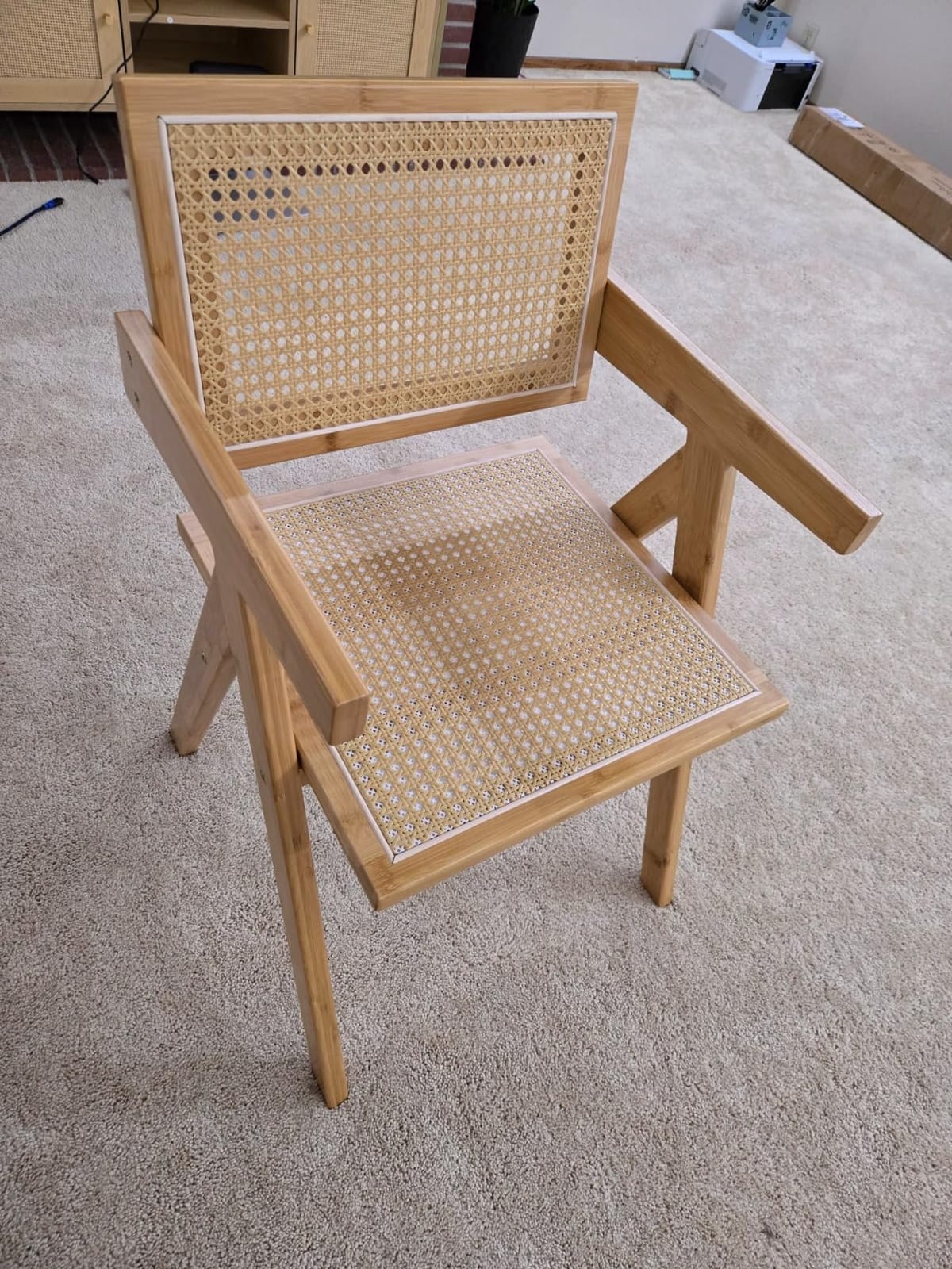 Giantex Boho Cane Dining Chairs Set of 2, Max Load 330 Lbs, Wooden Dining Chairs, Bamboo Accent Armchair for Living Room, Dining Room, Natural customer photo 1